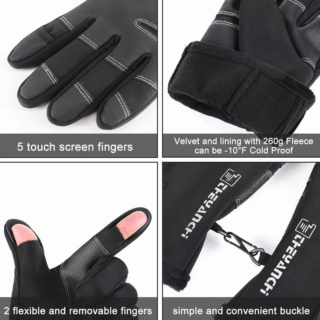 NewDoar Guantes de invierno 2 dedos cortados para pesca Pantalla táctil