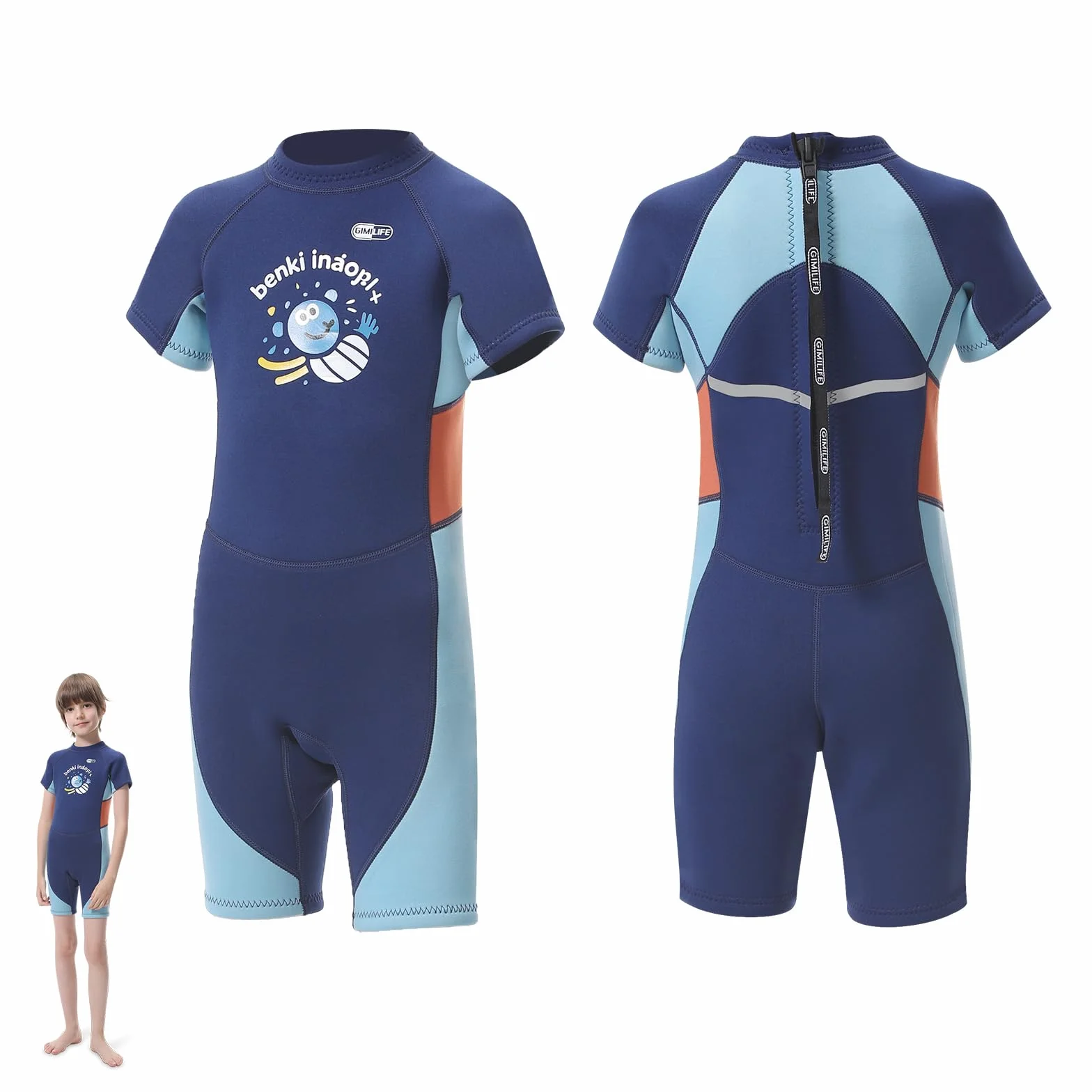 Gimilife Traje de Neopreno Niño 2mm Térmico Entero y Corto para Buceo y Surf