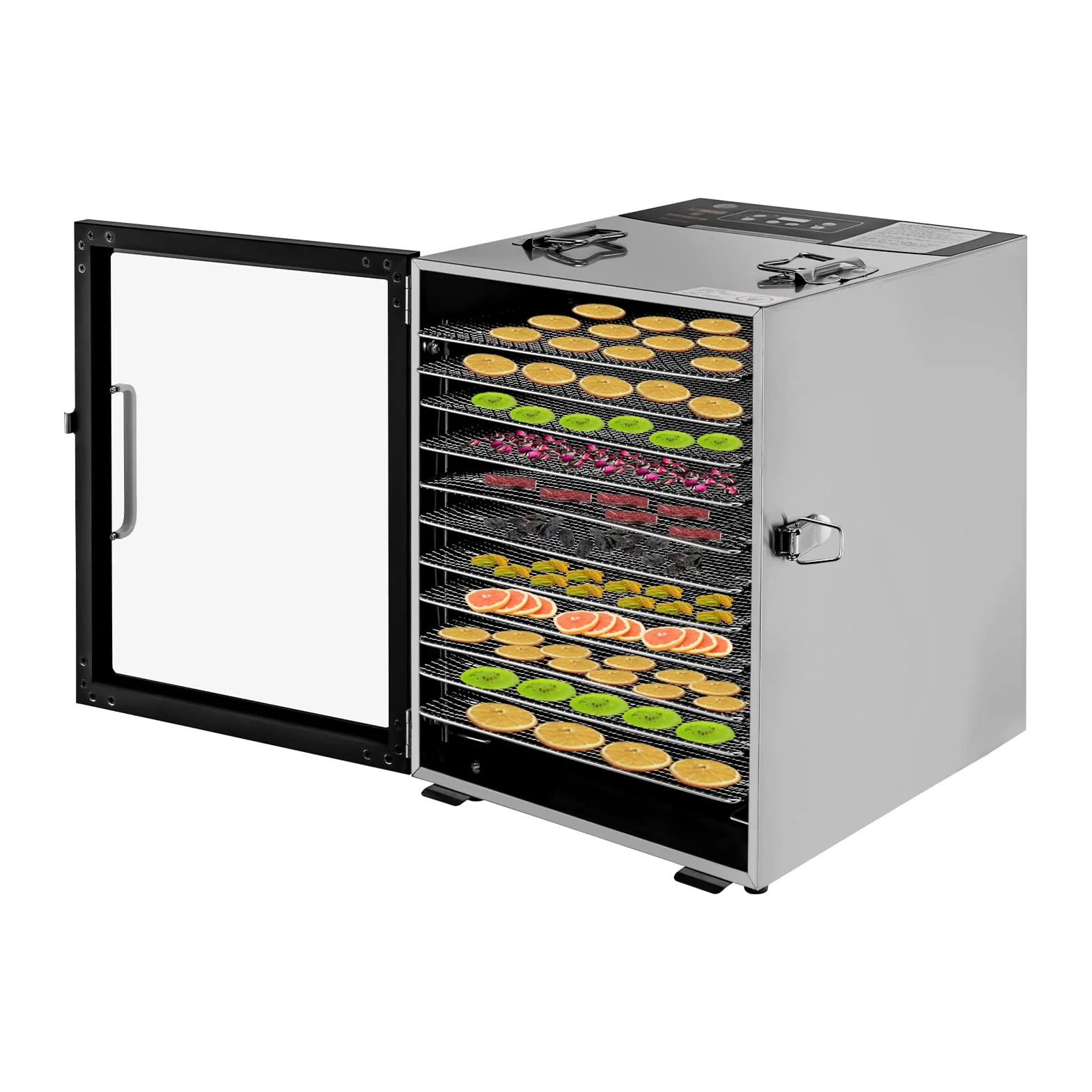 Deshidratador de alimentos, 800 W, secador de congelación para alimentos, acero inoxidable, deshidratador de 30 – 80 ℃, deshidratador, secador de frutas para aperitivos, carne, frutas