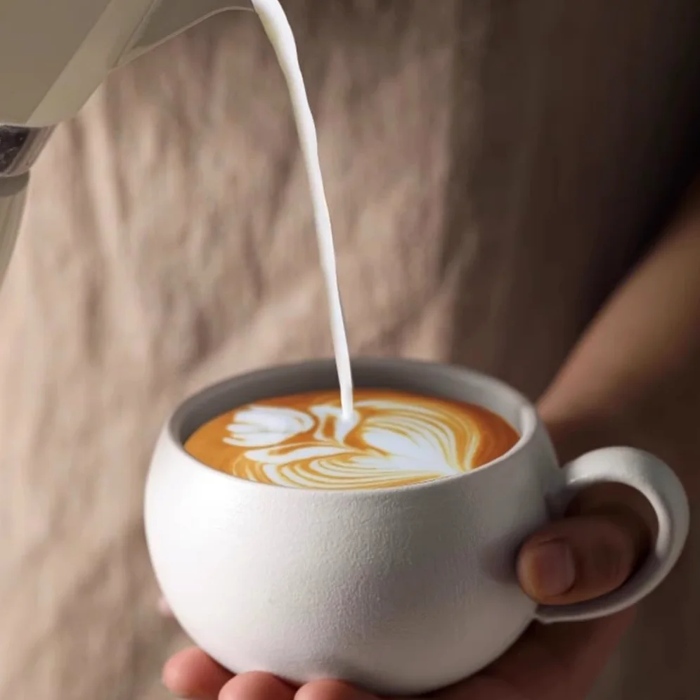 ENGENDER Tazas Cafe Taza De Café Y Platillo De Cerámica, Taza De Café con Leche De Color Sólido Mug Cups(A)