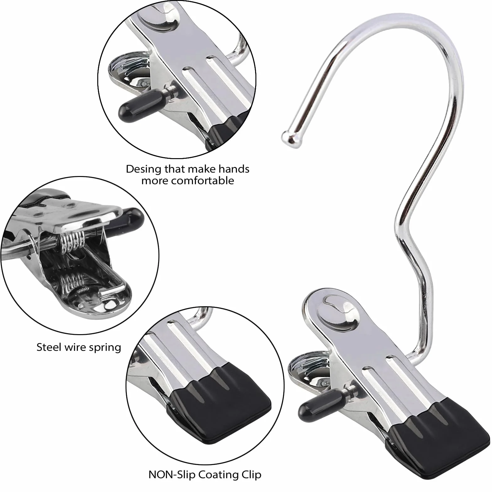 20 Perchas Clip para Colgar, Ganchos Pinza, Percha Botas, Pinzas de Metal Versátiles con Rotación de 360°, Diseño 2 en 1 con Pinza y Gancho, Adecuadas para Ropa, Zapatos, Pantalones, Toallas