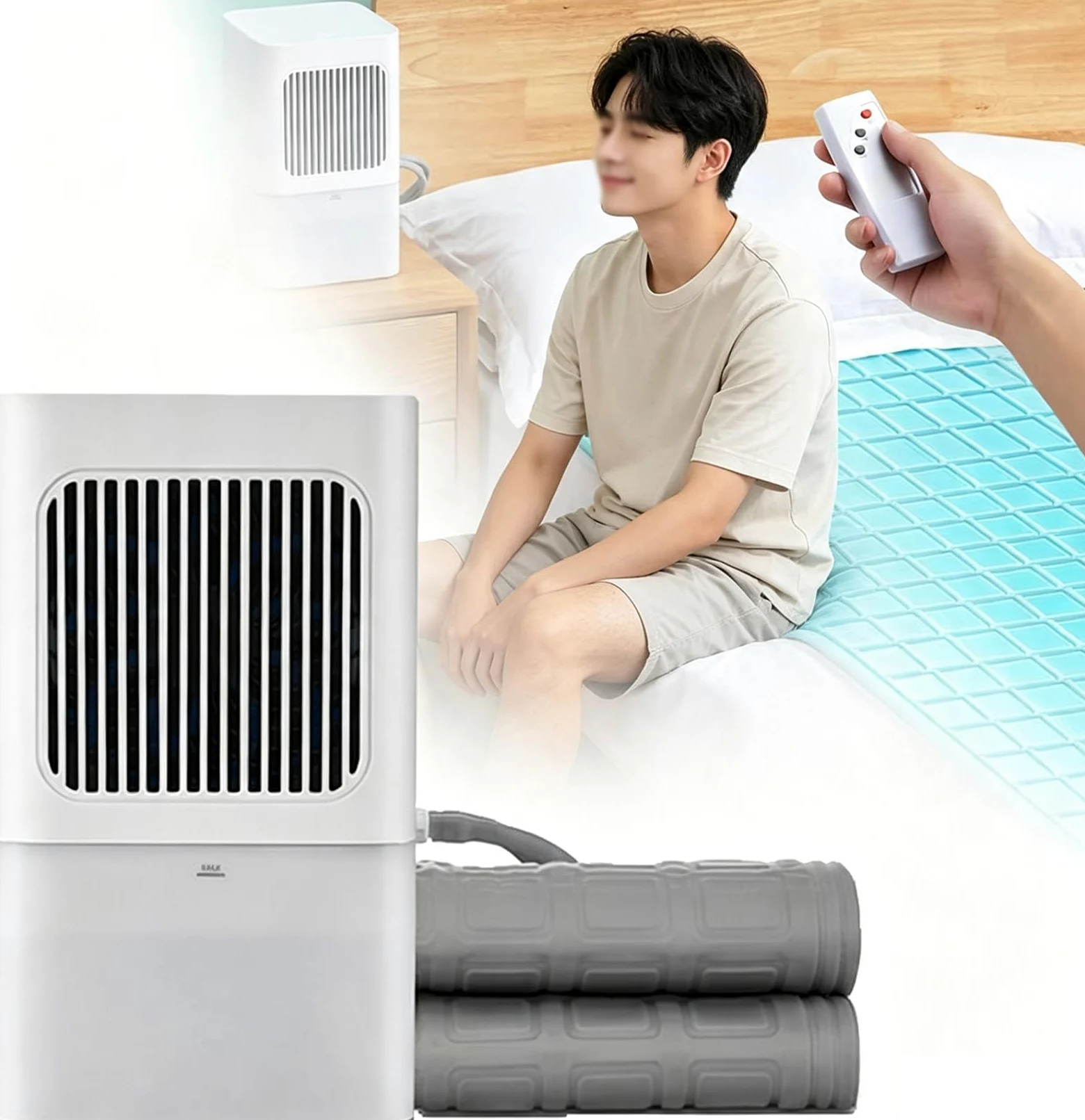 Cubrecolchón Refrigerado por Agua: con Control Remoto, Protector De Colchón De Enfriamiento De Tamaño Individual Y Doble, for Personas Que Duermen Calientes Y Sudan por La Noche(70x160cm)