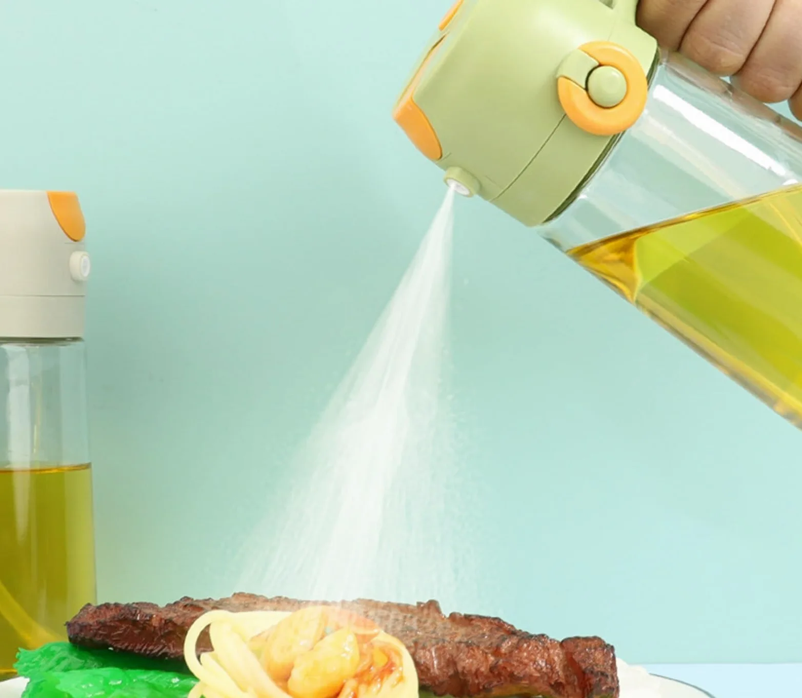 Dispensador de Aceite y Vinagre Pulverizador Y Dispensador De Aceite 2 En 1 For Freidora Aire, Asado, Ensaladas Horneado Jarra de Aceite(Grün)