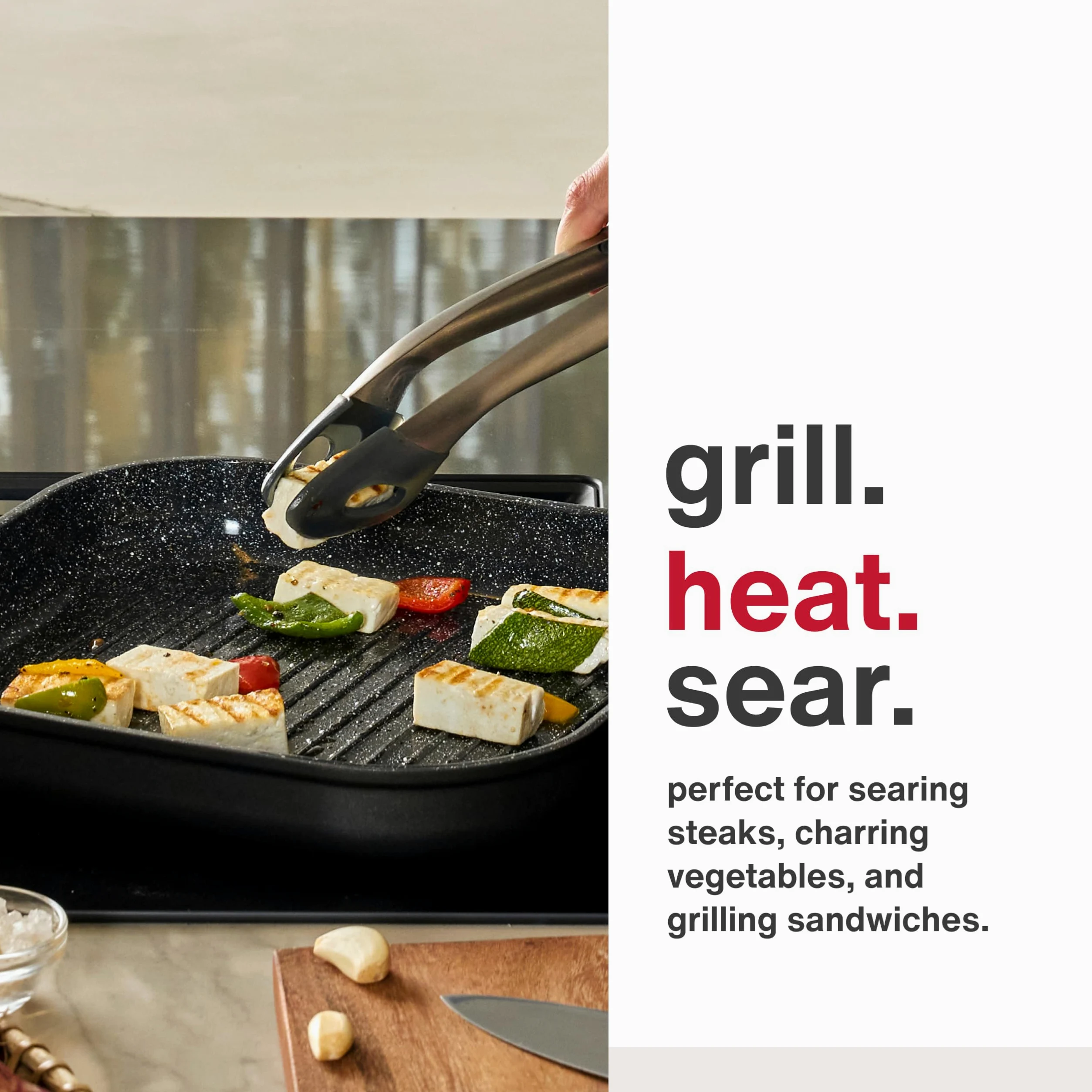 Zyliss Ultimate Sartén Grill Antiadherente de Cerámica 26x26 cm, sin PFOA | Apto para inducción y horno, No Tóxica para cocina saludable, Apto para lavavajillas, aluminio forjado, garantía de 10 años