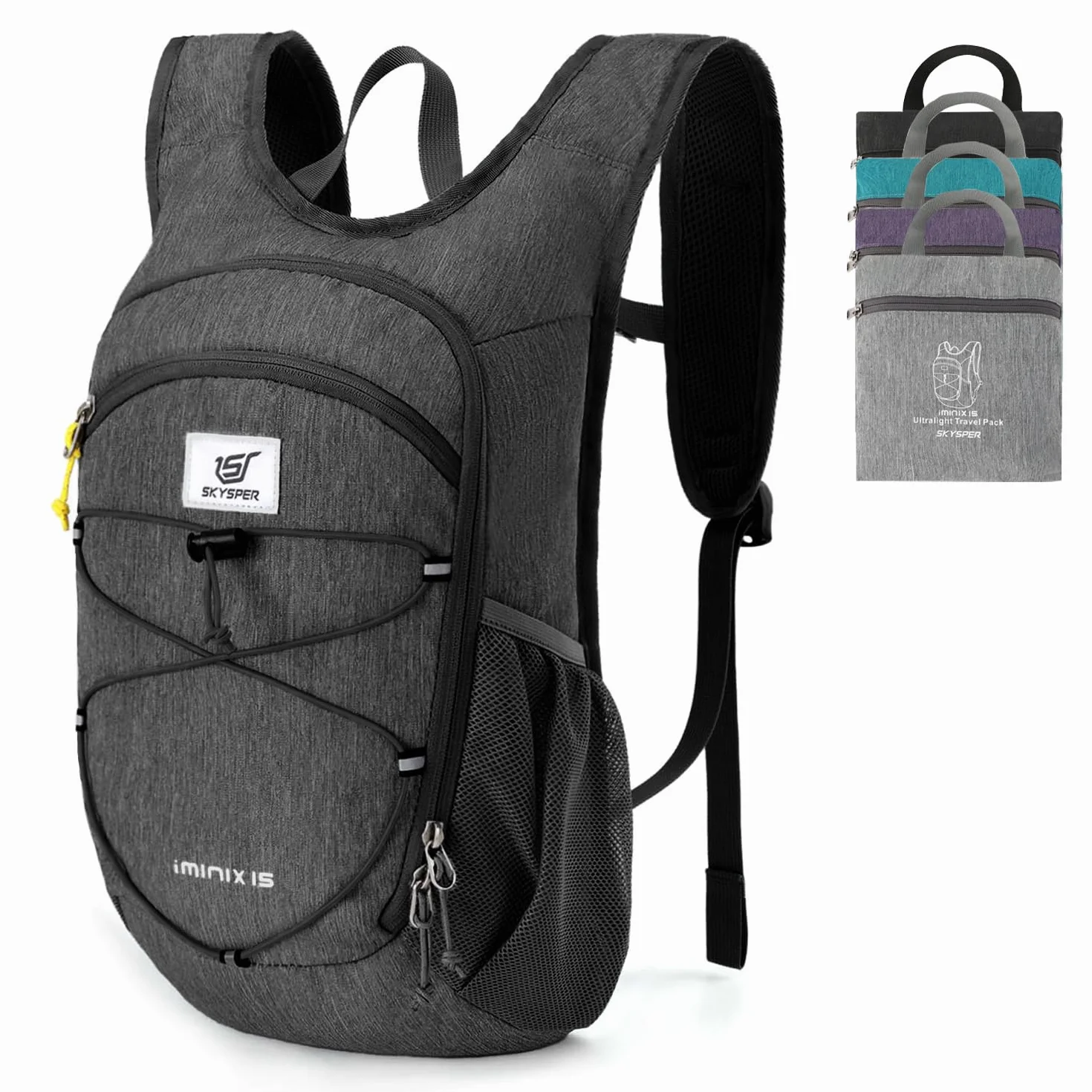 SKYSPER Mochila Plegable Ultraligera 15L Senderismo Correa Pecho Viaje Pequeña