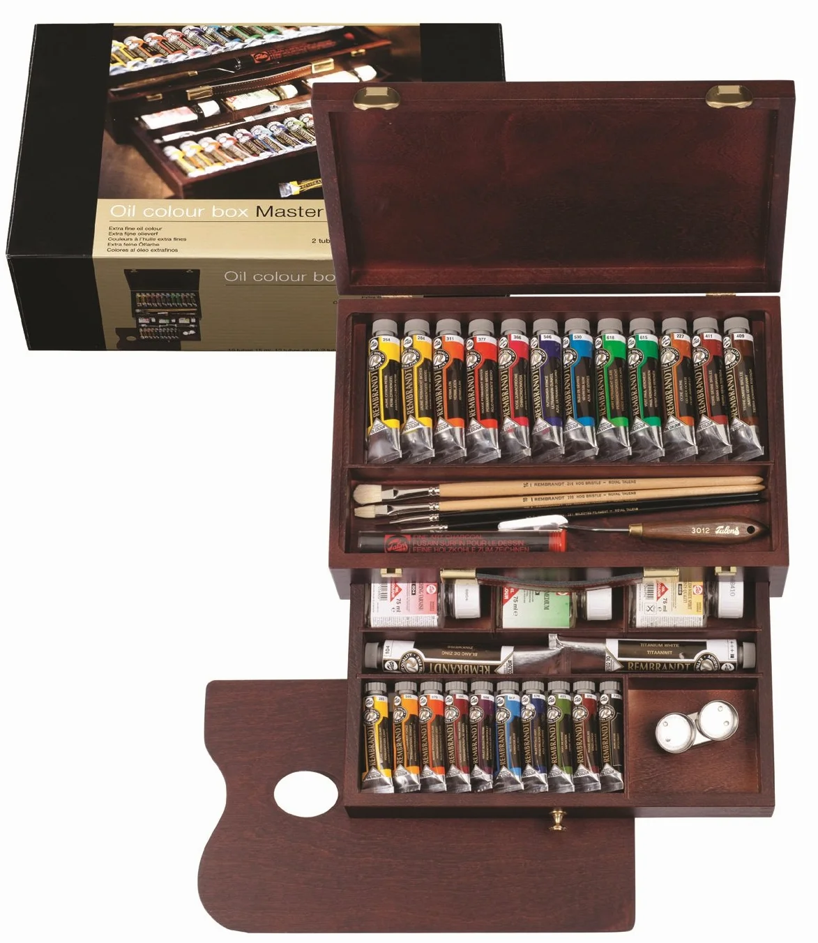Royal Talens Rembrandt - Pintura al óleo - Caja de madera profesional - 24 tubos + accesorios