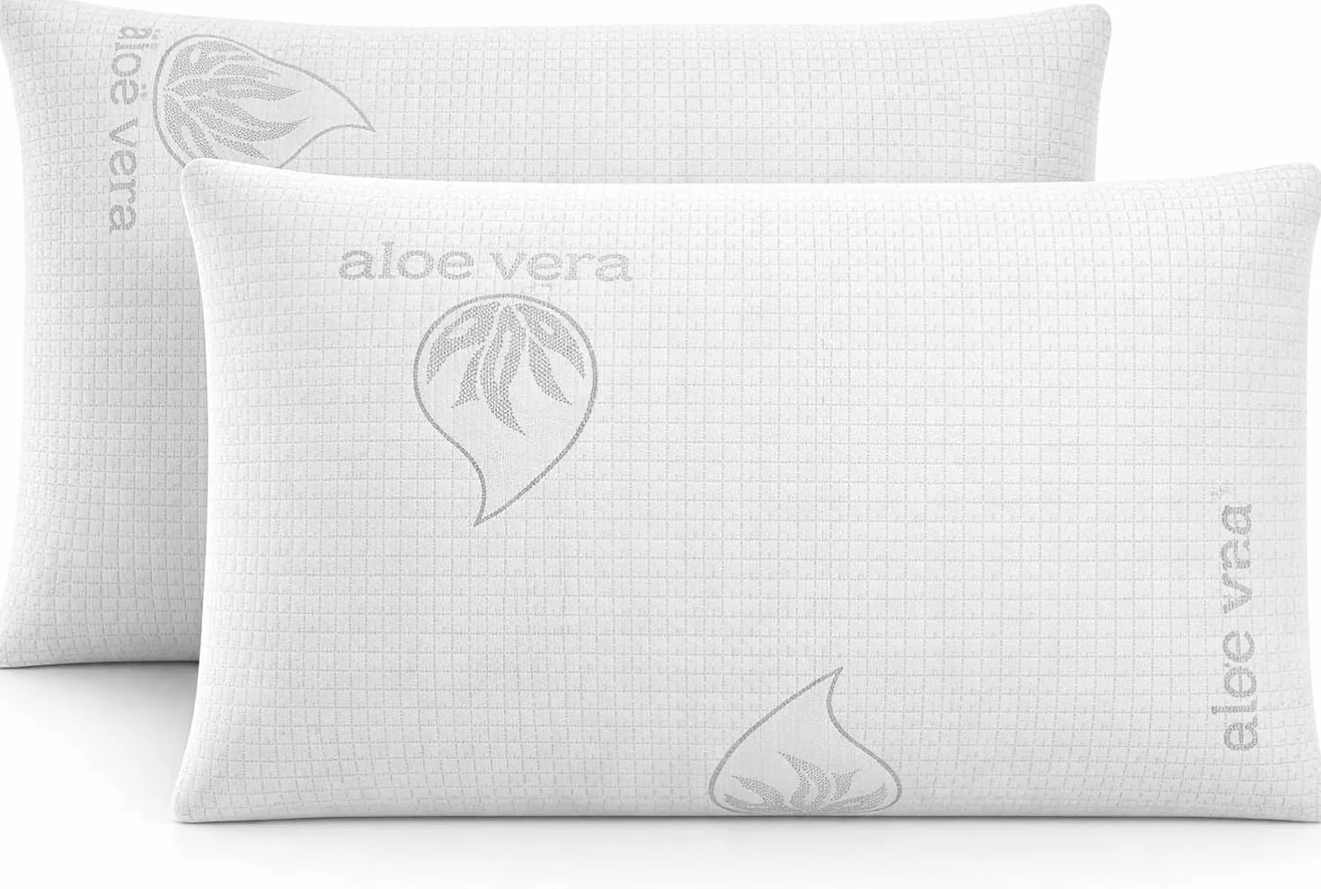 Almohada Viscoelástica con Aloe Vera, 70 75 90 cm, Firmeza Media, Ergonómica, Transpirable, Funda Lavable, Antiácaros (2, 90 CM)
