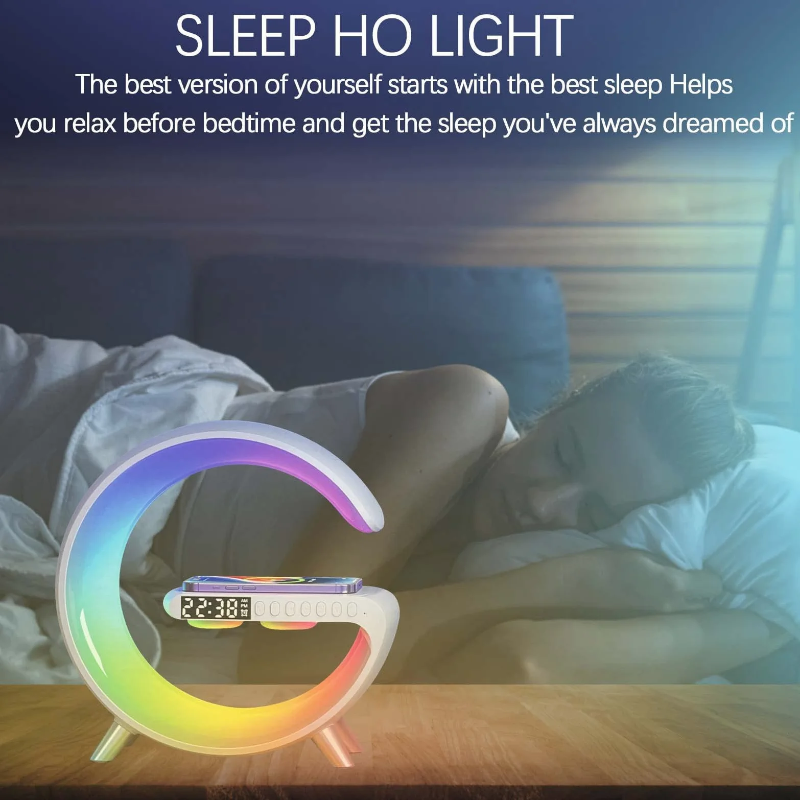 Reloj Despertador, Reloj Despertador con luz Que simula el Amanecer, lámpara de Ambiente con Carga inalámbrica para quienes Tienen sueño Profundo.