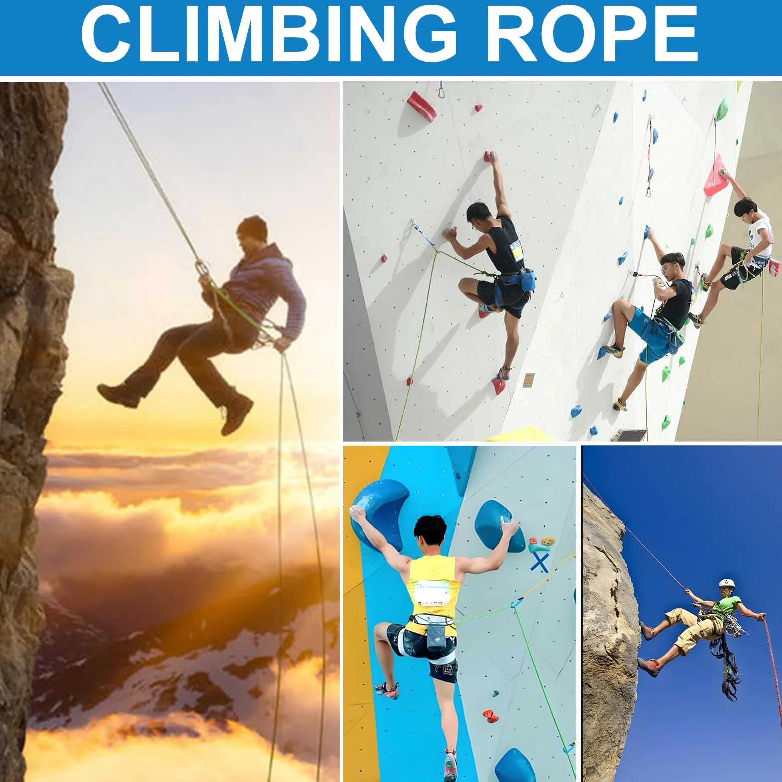 Cuerda de Escalada 10mm Estática Rescate 60m Paracaídas Campamento Montañismo