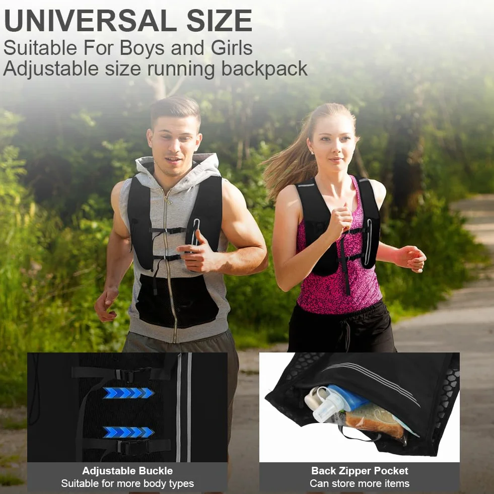 Chaleco Running,Multifunción Mochilas de Hidratación,Mochila Hidratación Ligero con Reflectante y Correas Pecho Ajustables,Chaleco Running Mujer Hombre para Correr Trail Marathoner