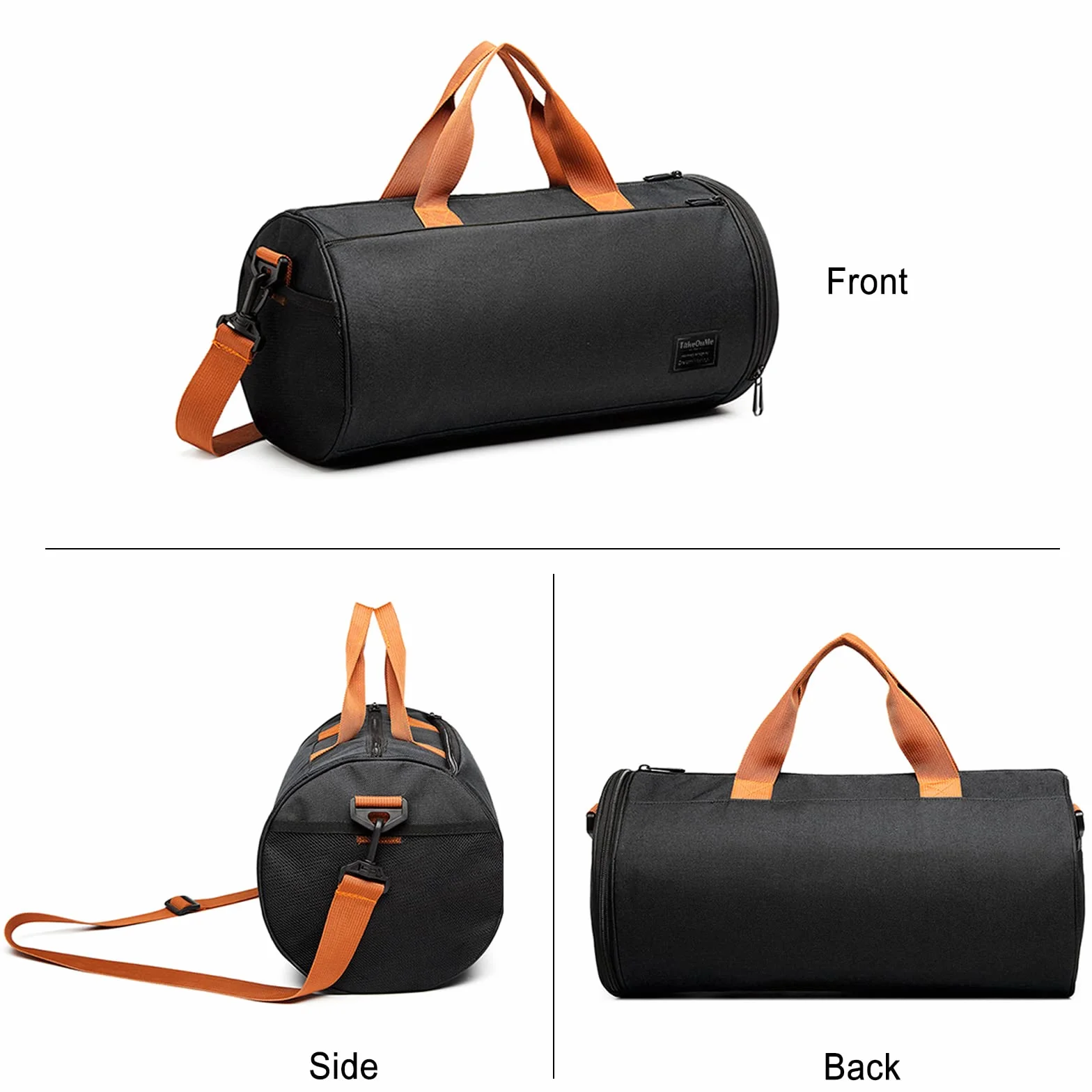 FANDARE Bolsa de Viaje para Mujer Hombre Bolsas de Deporte Gimnasio Tote con Bolsillo Húmedo Compartimento Zapato Negro