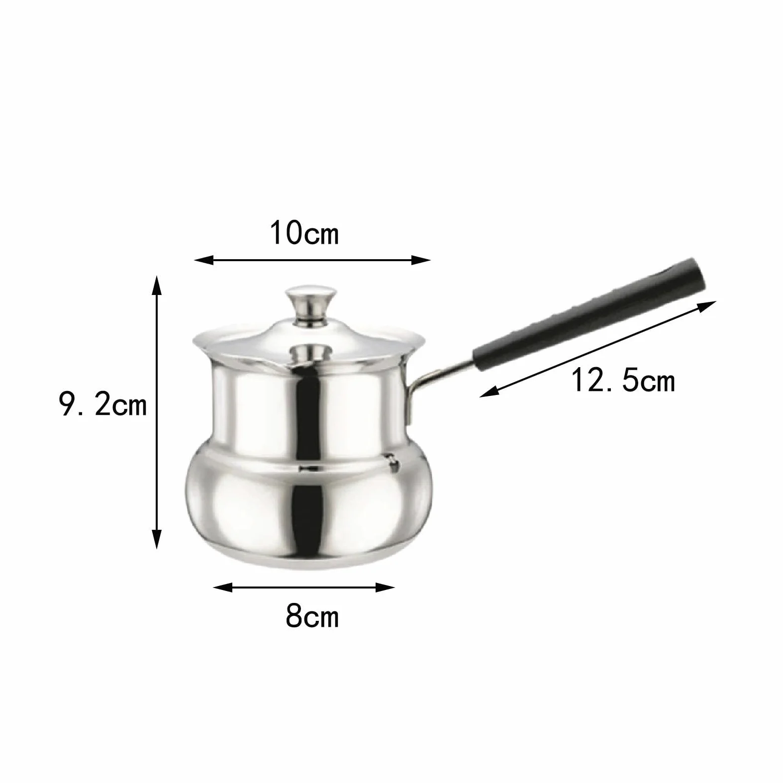 Amagogo Cafetera de Acero Inoxidable, Cafetera Turca, Calentador de Leche, Pequeña Portátil Universal, Sartén para Derretir Chocolate con Mango Cómod, Forma de tambor 720ml, tal como se describe