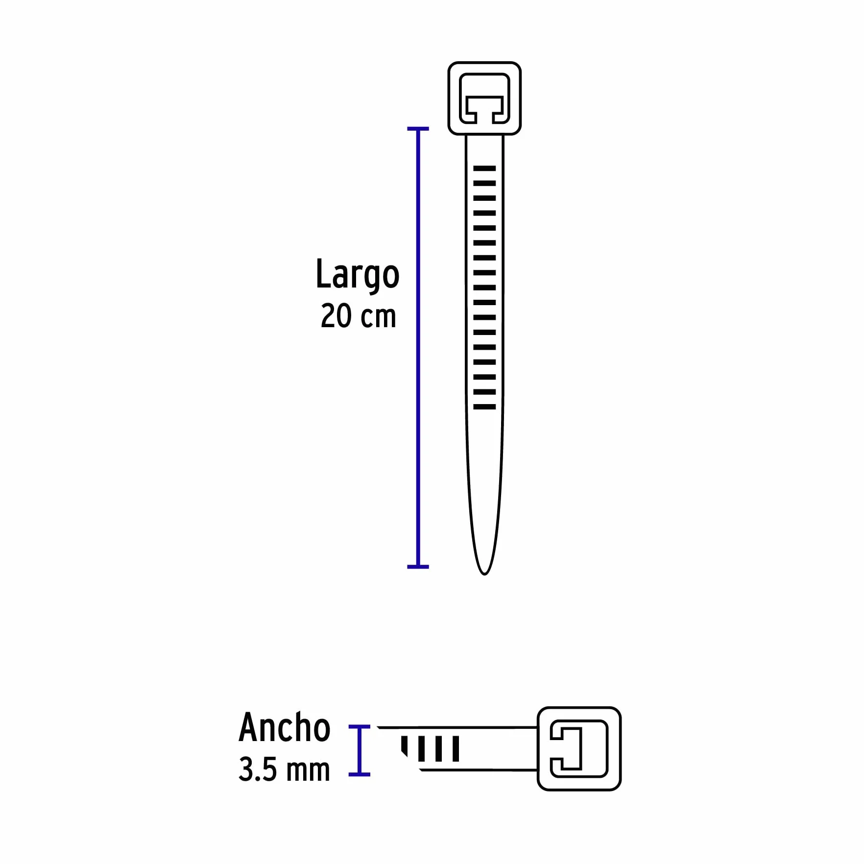 Bolsa negra de plástico cinch 40 lb 7.9 in 50 piezas