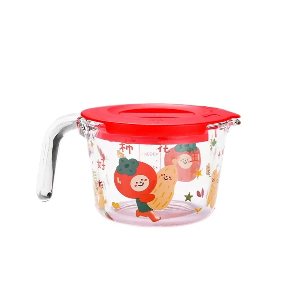 XMING Taza medidora de vidrio con escala y asa for taza de leche doméstica, taza de leche de soja for desayuno en microondas (Color : B)