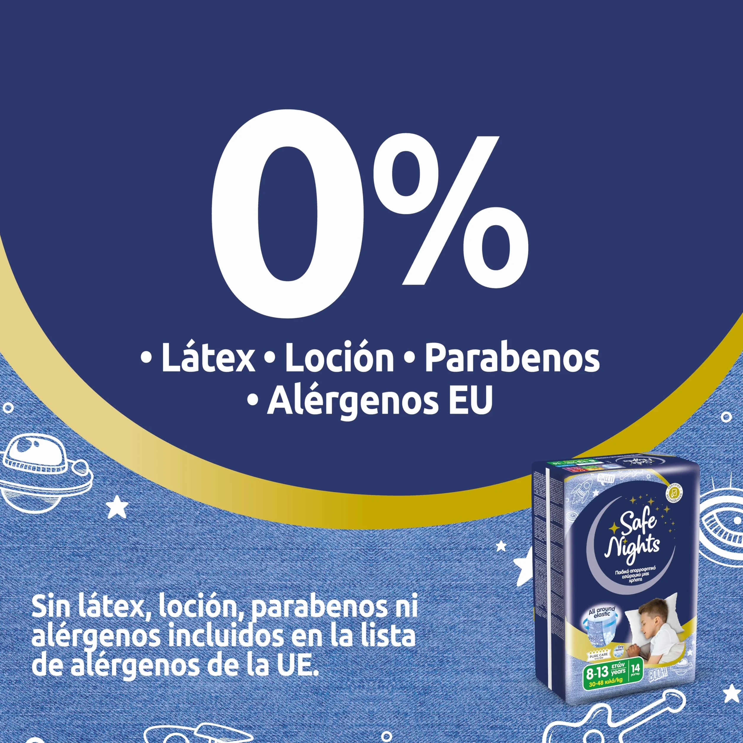 Babylino Safe Nights Boy Pañal Nocturno Absorbente 30-48 kg 14 Unidades
