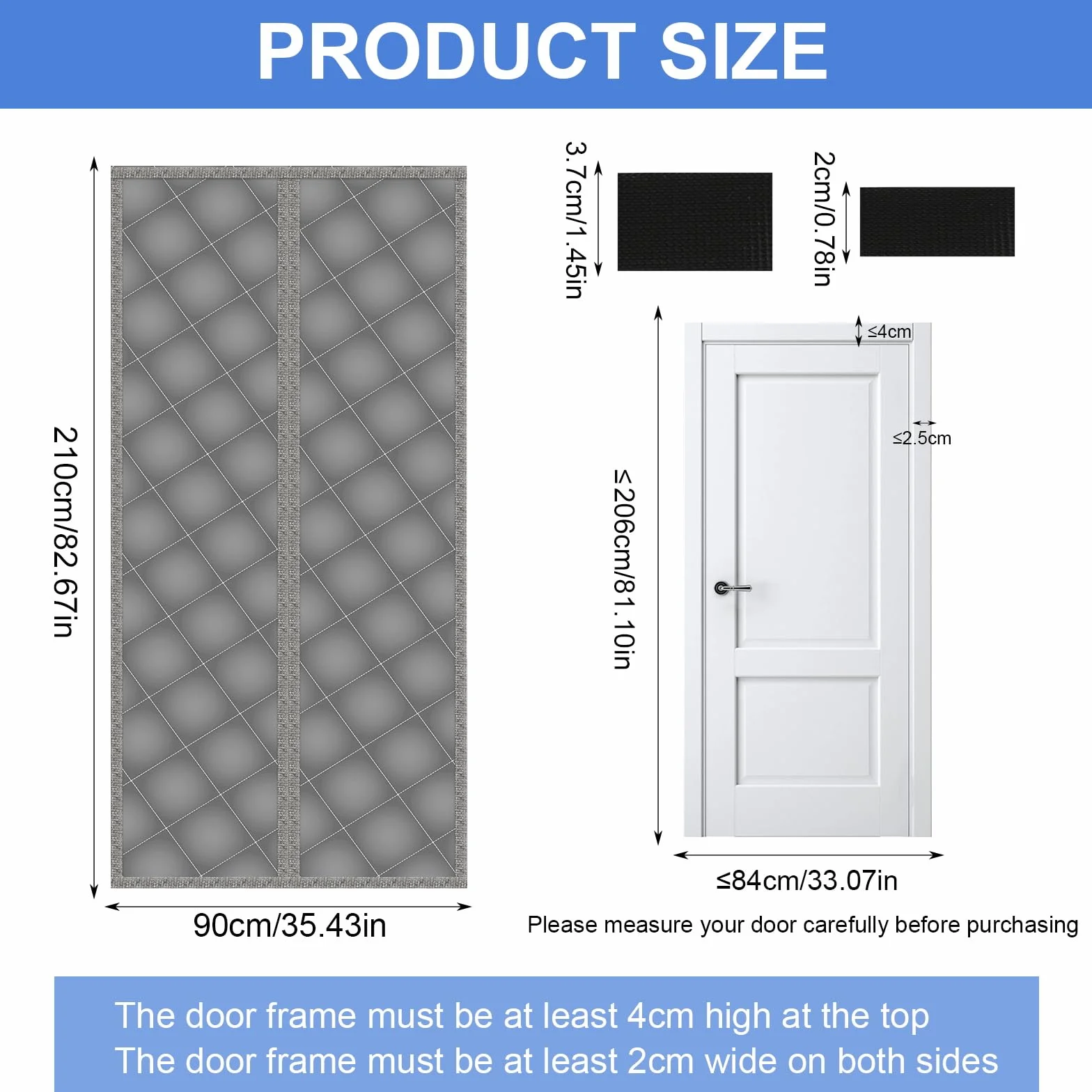 90 x 210 cm cortina térmica para puerta protección contra el frío, cortina magnética de protección térmica para puerta, tela Oxford engrosada, resistente al viento, cortina de protección contra