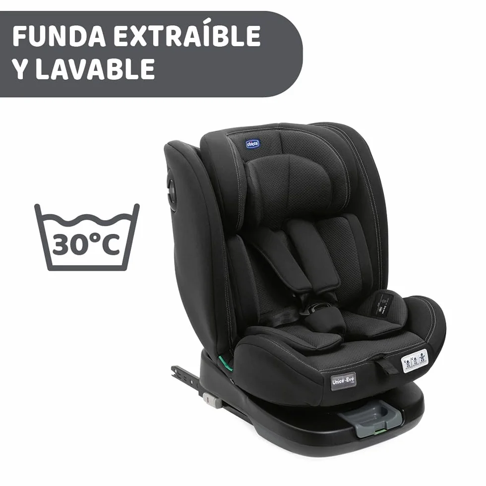Chicco Unico EVO I'Size Classic Silla de Coche ISOFIX 360º Giratoria 40-150 cm Grupo 0123 Negra