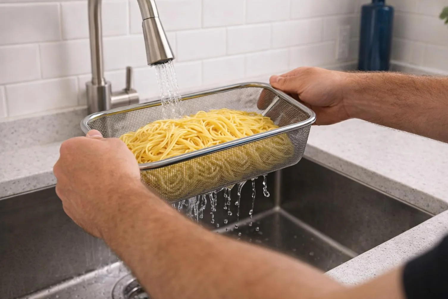 Colador de Cocina Rectangular- Escurridor - Malla Fina - Acero Inoxidable