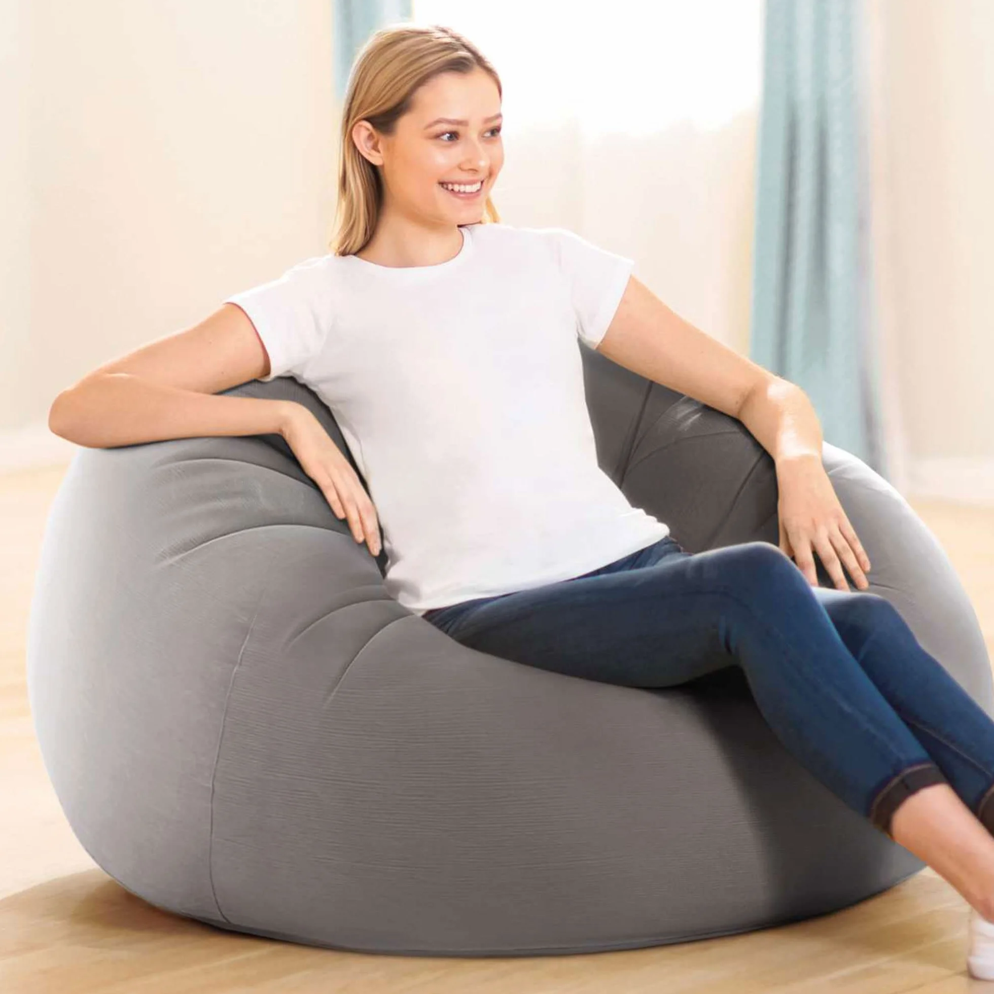 Intex Beanless Bag Inflatable Chair, 42" X 41" X 27", Beige