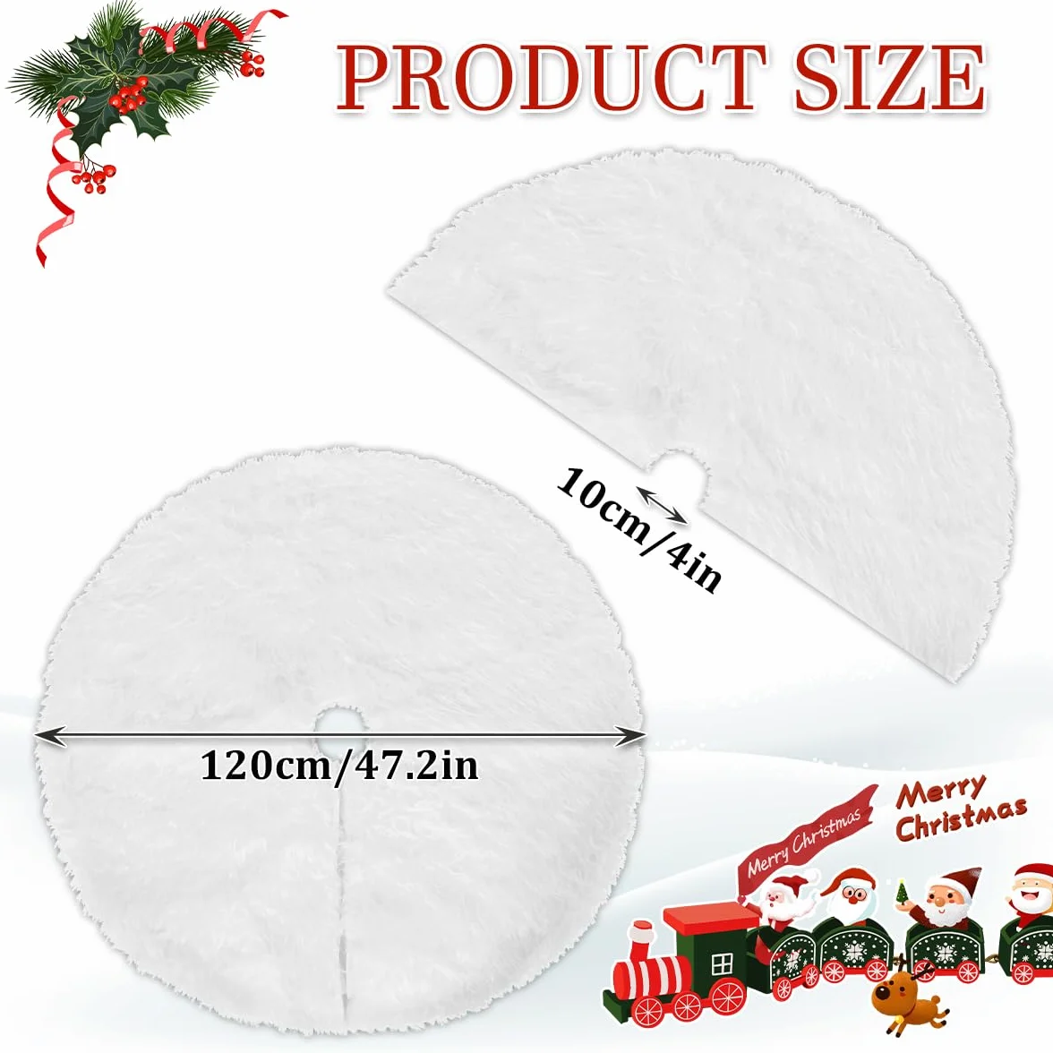 Falda Árbol Navidad 120 cm Blanco Felpa Decoración Navidad Tree Skirt