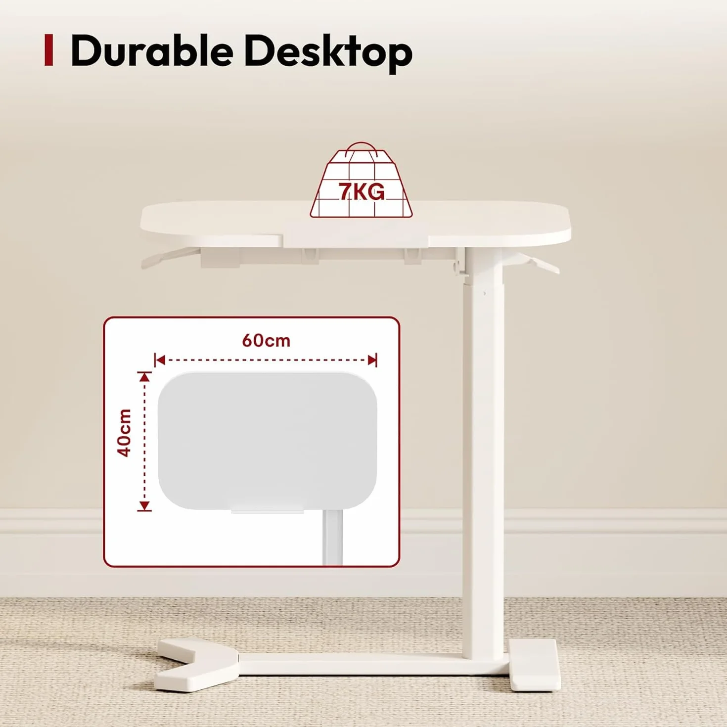SANODESK Mesa Auxiliar con Ruedas para Ordenador, Altura Ajustable, con Soporte para Bebidas, para Cama y Sofá, Móvil y Multifuncional, Color Blanco