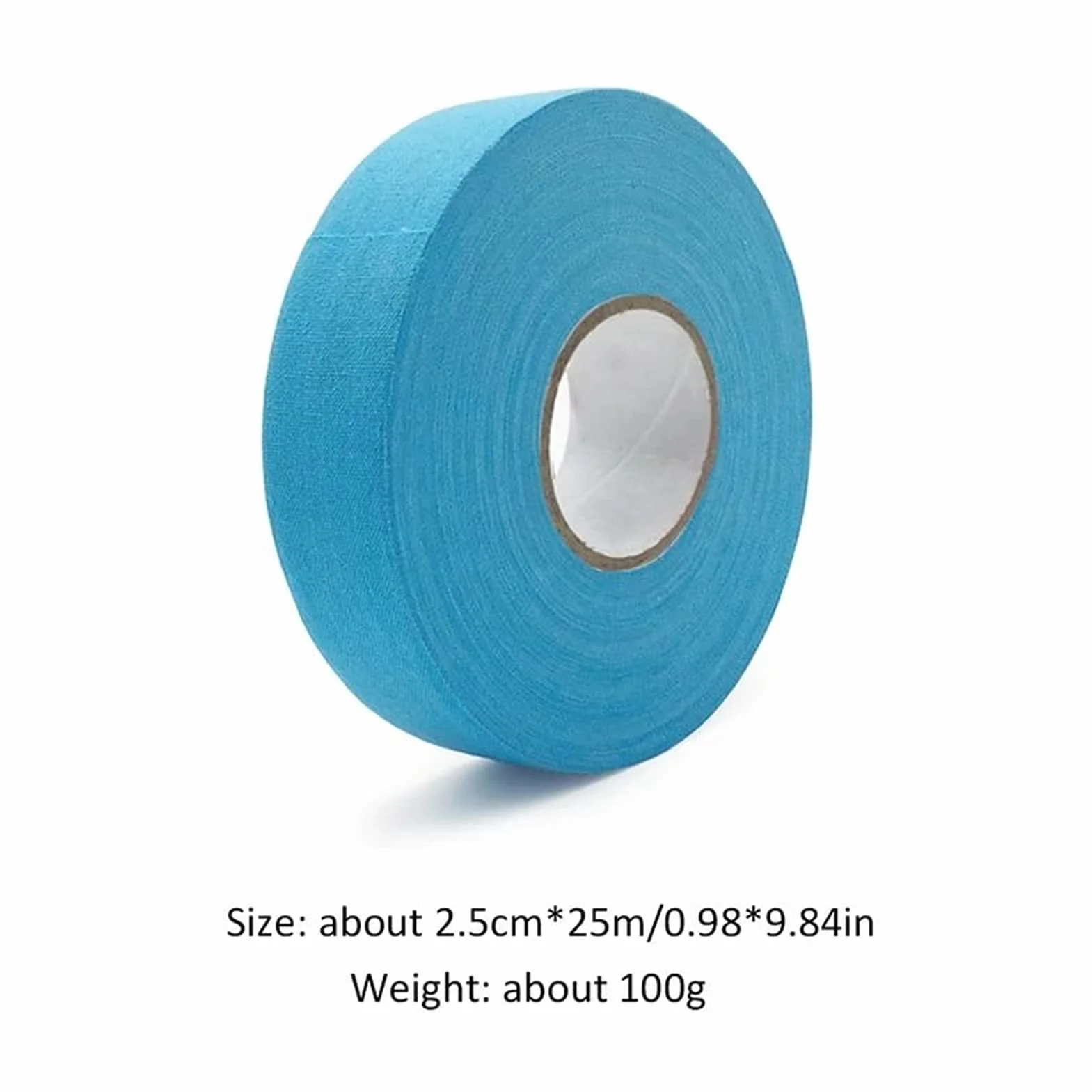 Cinta para palos de hockey 2,5 cm x 25 m de agarre de poliéster-algodón para hockey, squash, bádminton (azul)