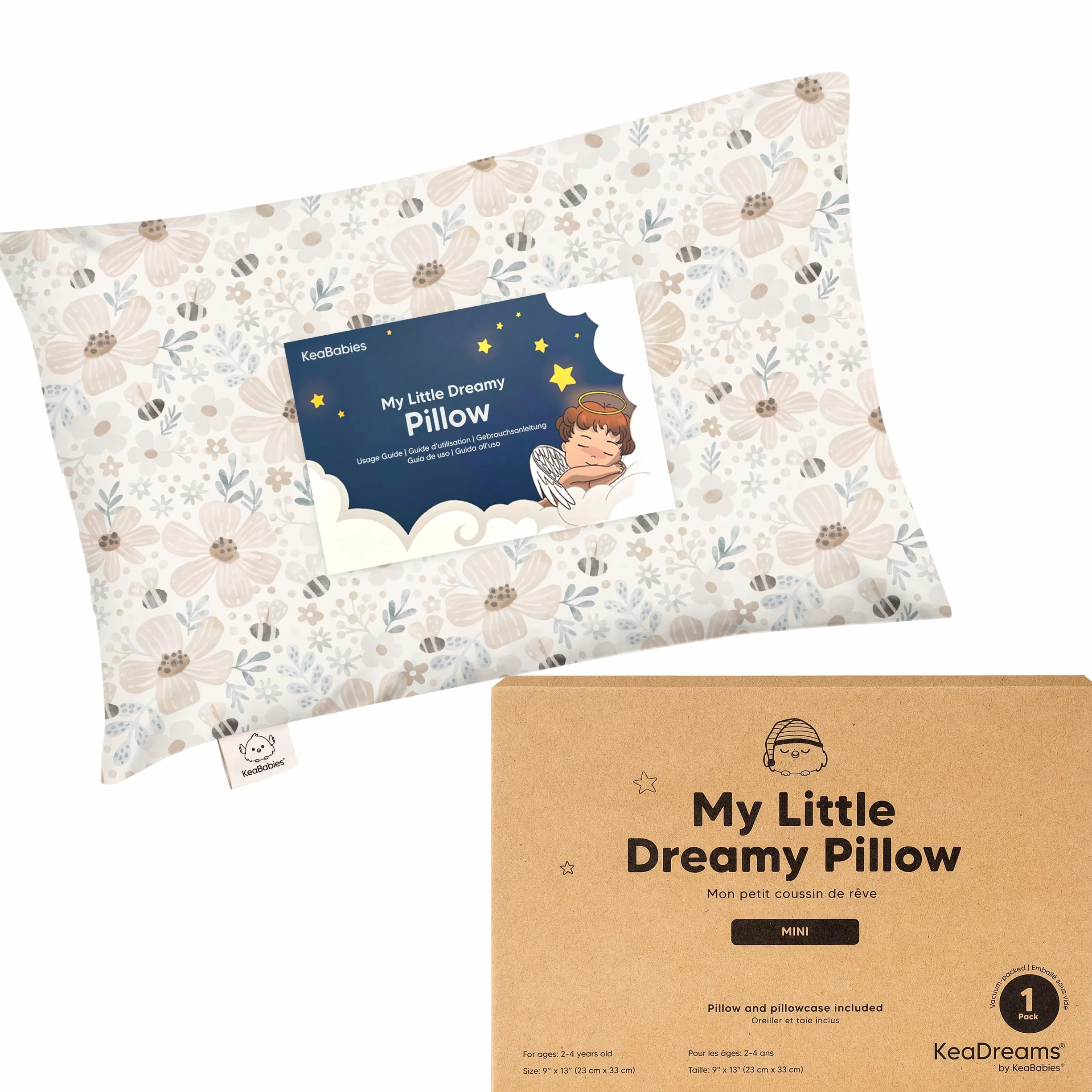 KeaBabies Mini Almohada para Niños Pequeños con Funda de Algodón Orgánico, 9 x 13 Pulgadas, Suave