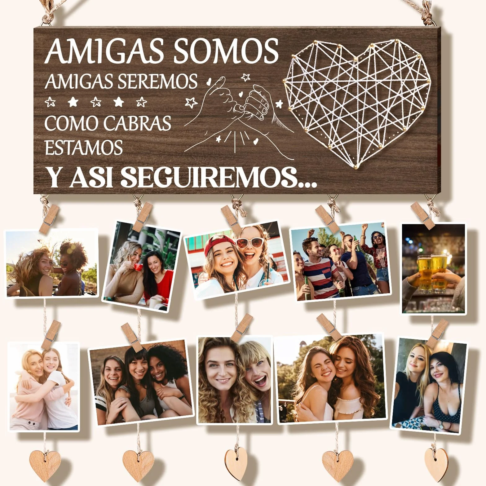 Vetbuosa Regalo de Reyes Magos Amiga, Marcos de fotos, Regalo Amiga Cumpleaños, Regalo Mejor Amiga Navidad, Equipar con 10 Estantes de Madera