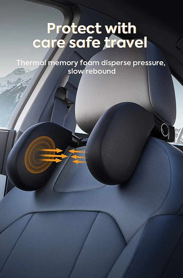 reposacabezas coche niño 1 minuto de montaje y desmontaje rápido Respaldo para la cabeza transpirable y suave Almohada lateral para dormir de viaje para adultos (negro)