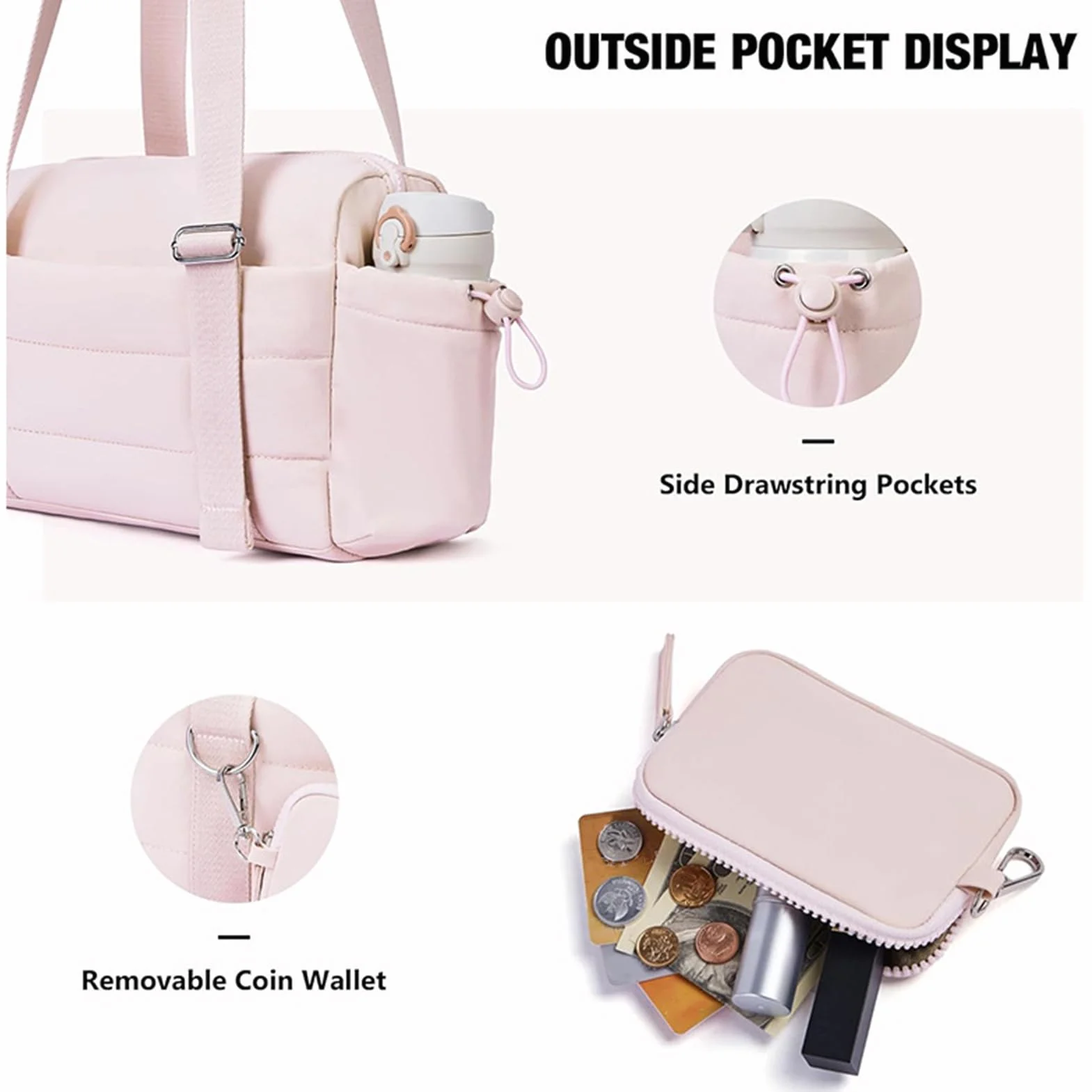 Bolsa Deportiva Grande con Bolsillo Húmedo y Monedero para Viaje y Gimnasio