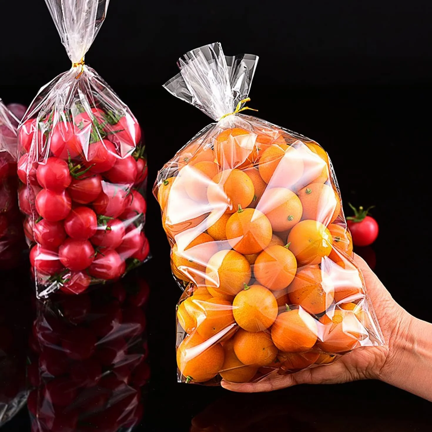 Frogetu 50 Bolsas Transparentes para Chuches Cintas Metálicas,Bolsas de Chuches 20x30 cm,Bolsa Celofan Transparente,Bolsas Transparentes para Regalos,Bolsas para Chuches Cumpleaños,Bolsa Celofan