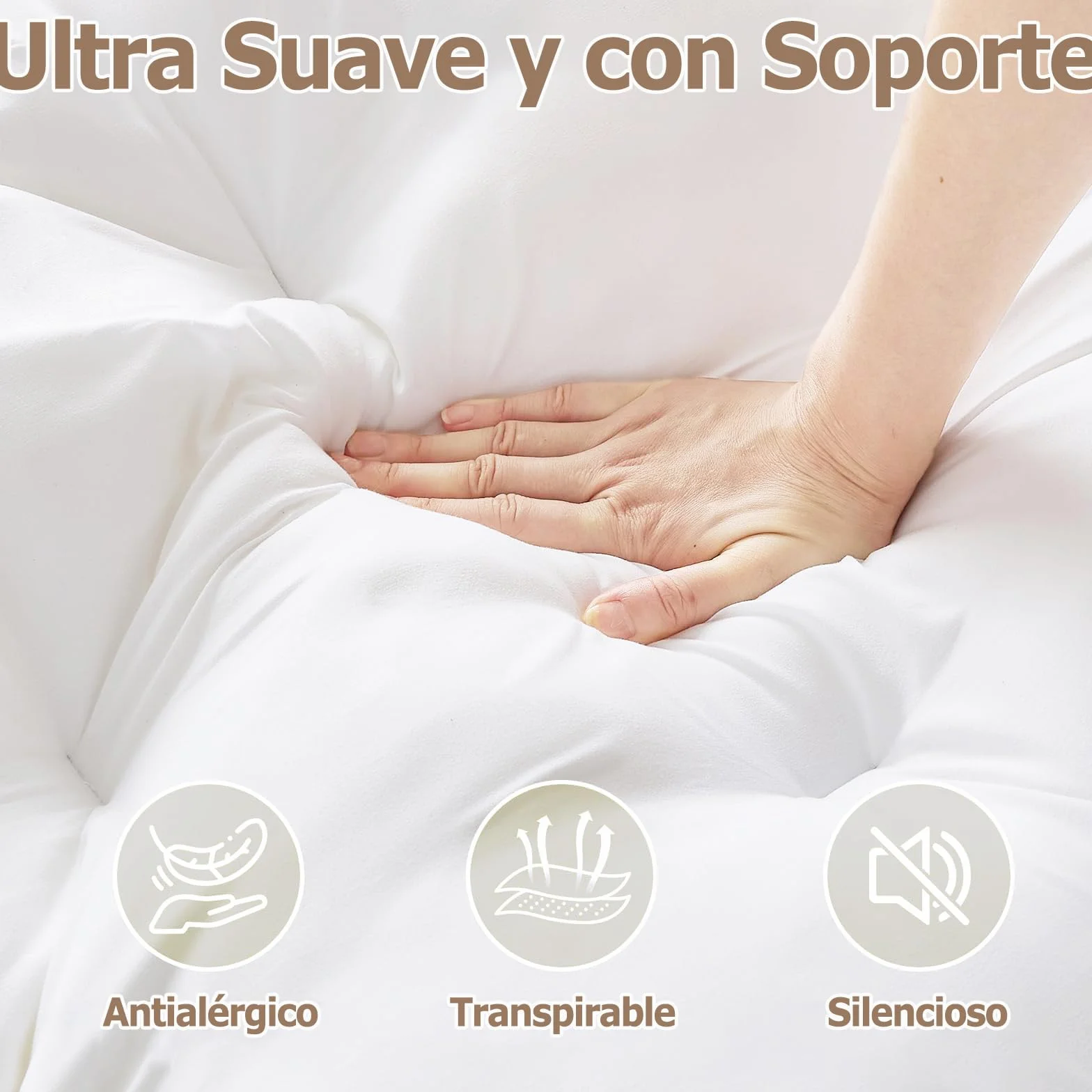 Mattress Topper 150x200 cm – Sobrecolchón de Microfibra Suave, Mejora el Confort y Alarga la Vida del Colchón, para Camas, Sofás Cama, Colchones Hinchables y Protección de Colchón, Altura 3 cm