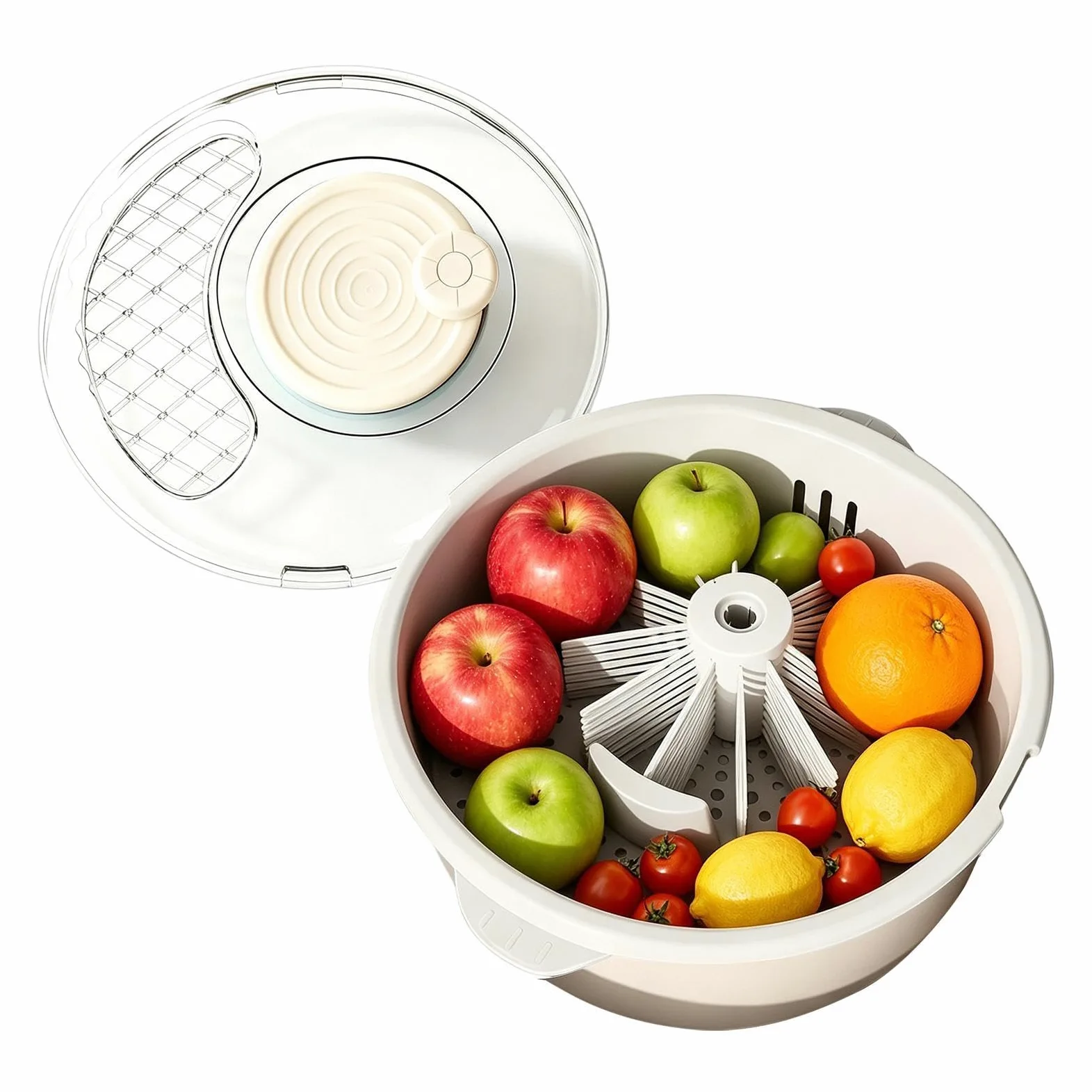 Gran centrifugadora de ensaladas Purificador multiusos, limpieza manual y | Limpiador Alimenticio y Secador de Ensaladas Para Productos, Bayas, Lechuga, Hogar, Cocina Y