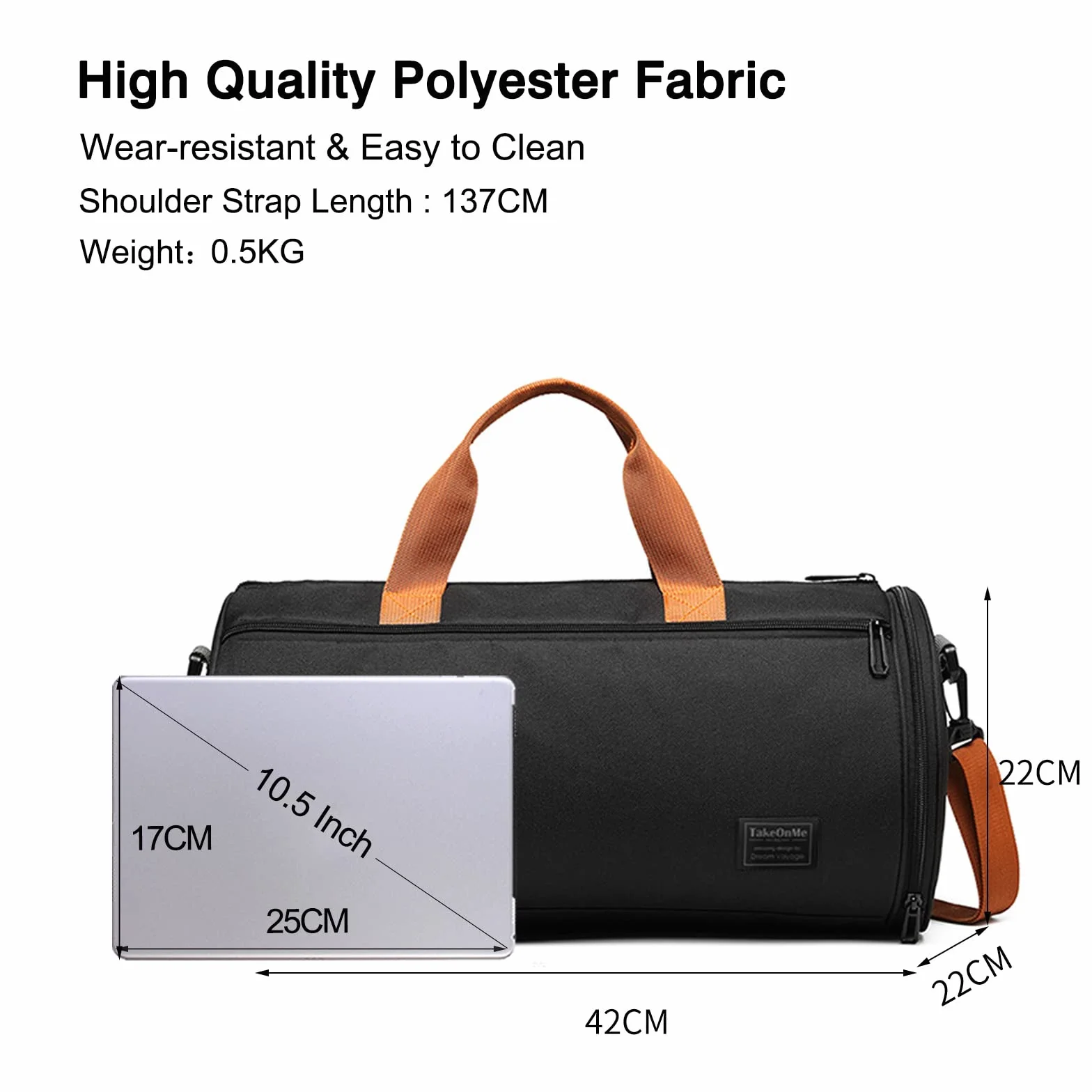 FANDARE Bolsa de Viaje para Mujer Hombre Bolsas de Deporte Gimnasio Tote con Bolsillo Húmedo Compartimento Zapato Negro