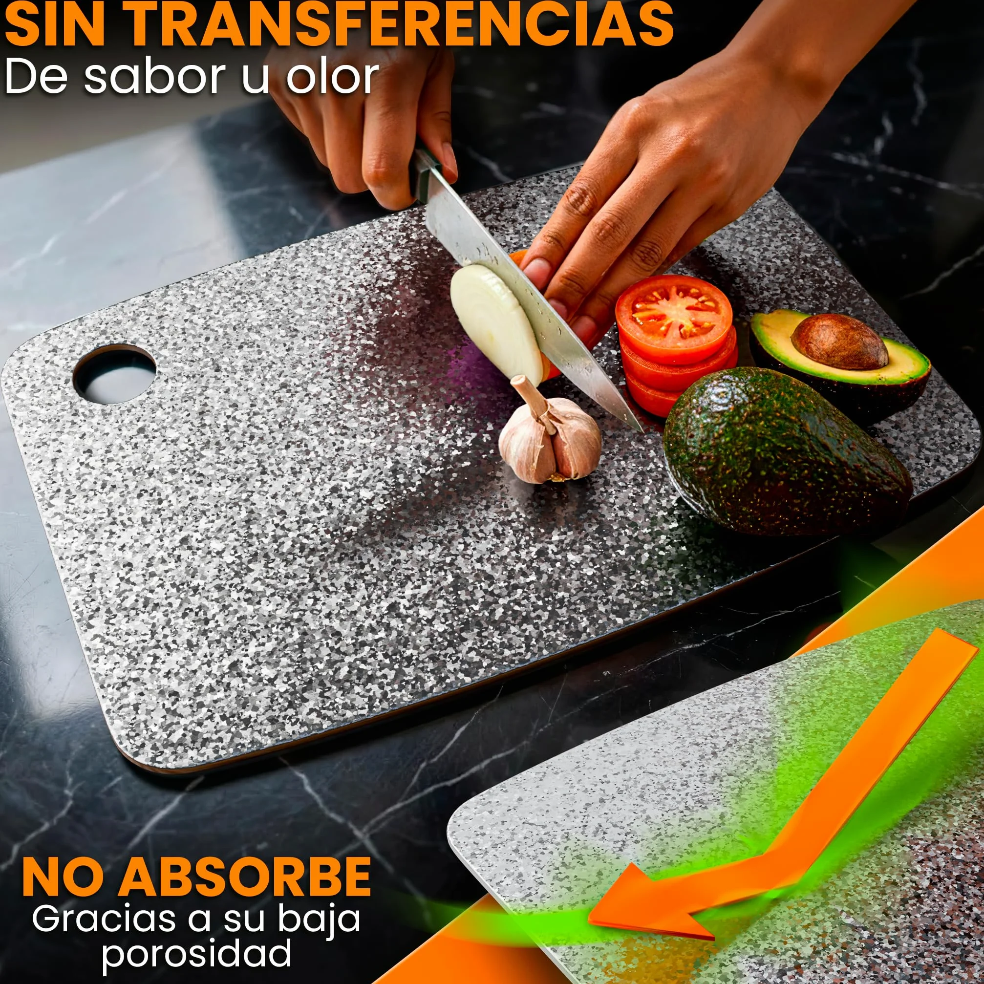 Tabla de cortar de titanio 100% puro 40x30cm – tabla cortar titanio doble cara, tabla antibacteriana para cocina, titanium cutting board ultra resistente, tabla de titanio puro premium