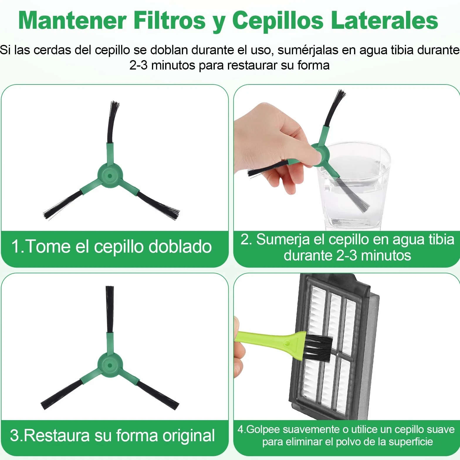 505 Accesorios Recambios para iRobot Roomba Plus 505/405 / 500/400 / 506/507 Combo Repuestos Piezas Kit 6 Bolsas Polvo 2 Cepillos Principales 6 Cepillos Laterales 4 Filtros 4 Paños