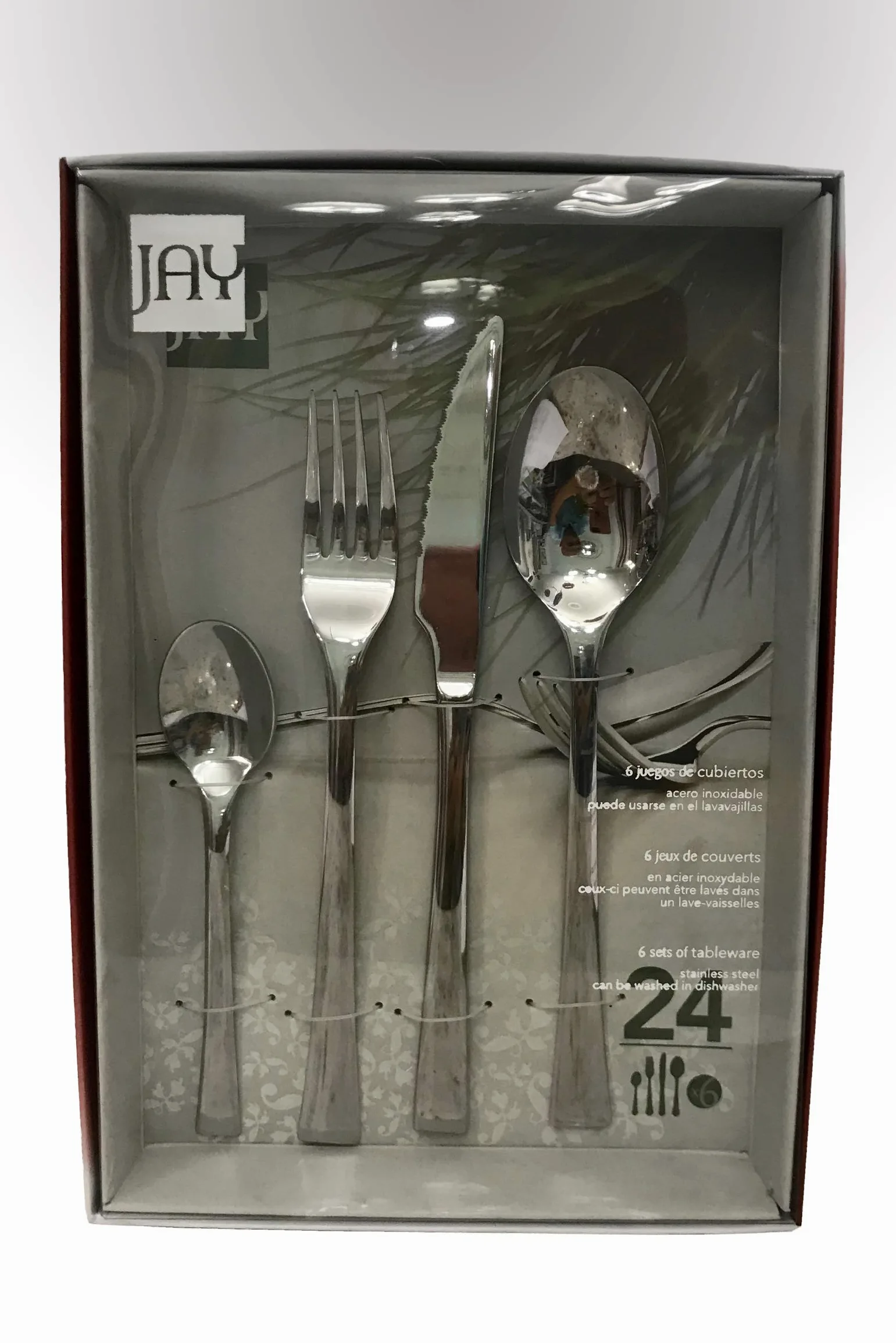 Jay - Juego de Cubiertos 24 Piezas, cubertería en Acero Inoxidable con Cuchillos chuleteros, Tenedores y cucharas para Servir tu Mesa. Fabricado en España