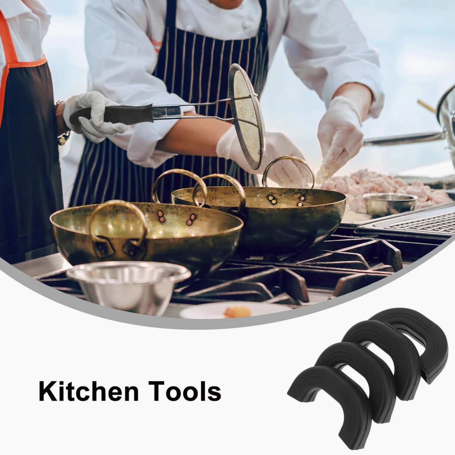 LABRIMP 4 Piezas Protector de Asas para Ollas de Silicona Resistente al Calor Antideslizante y Antiquemaduras de Fundas para Mangos de Cazuelas y Sartenes Cocina Doméstica