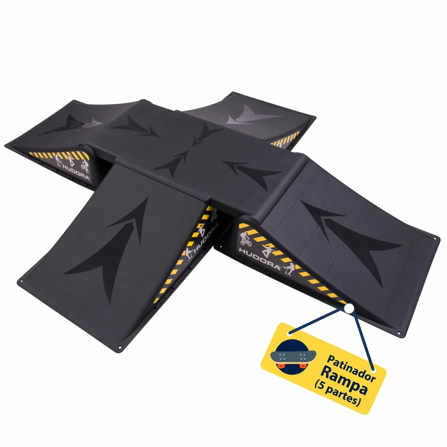 HUDORA Rampa de Skate 3/5 Piezas Mini Rampa de Plástico para Niños hasta 60/80kg
