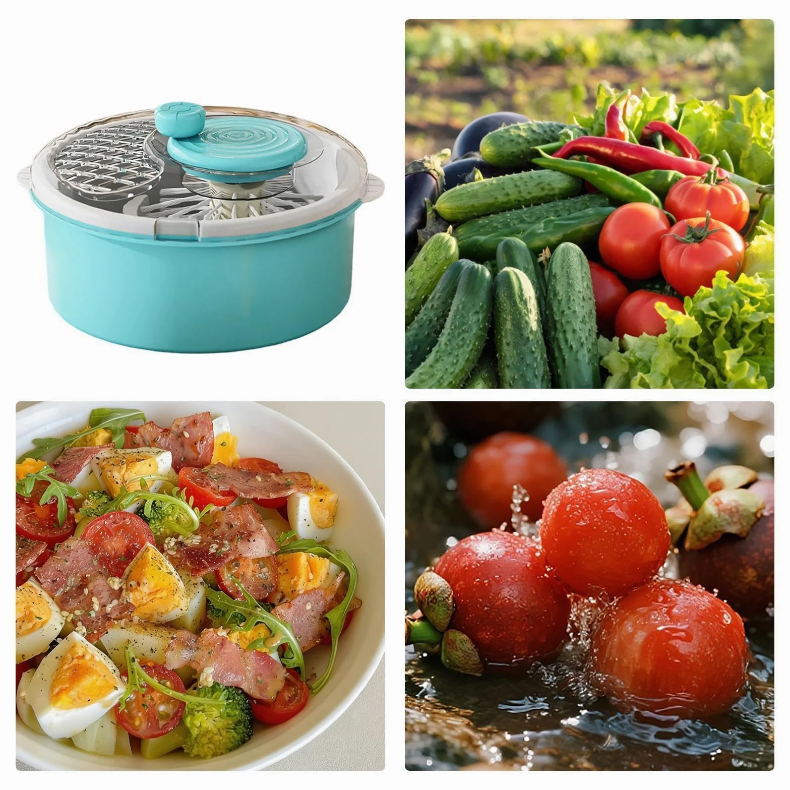 Gran centrifugadora de ensaladas Purificador multiusos, limpieza manual y | Limpiador Alimenticio y Secador de Ensaladas Para Productos, Bayas, Lechuga, Hogar, Cocina Y