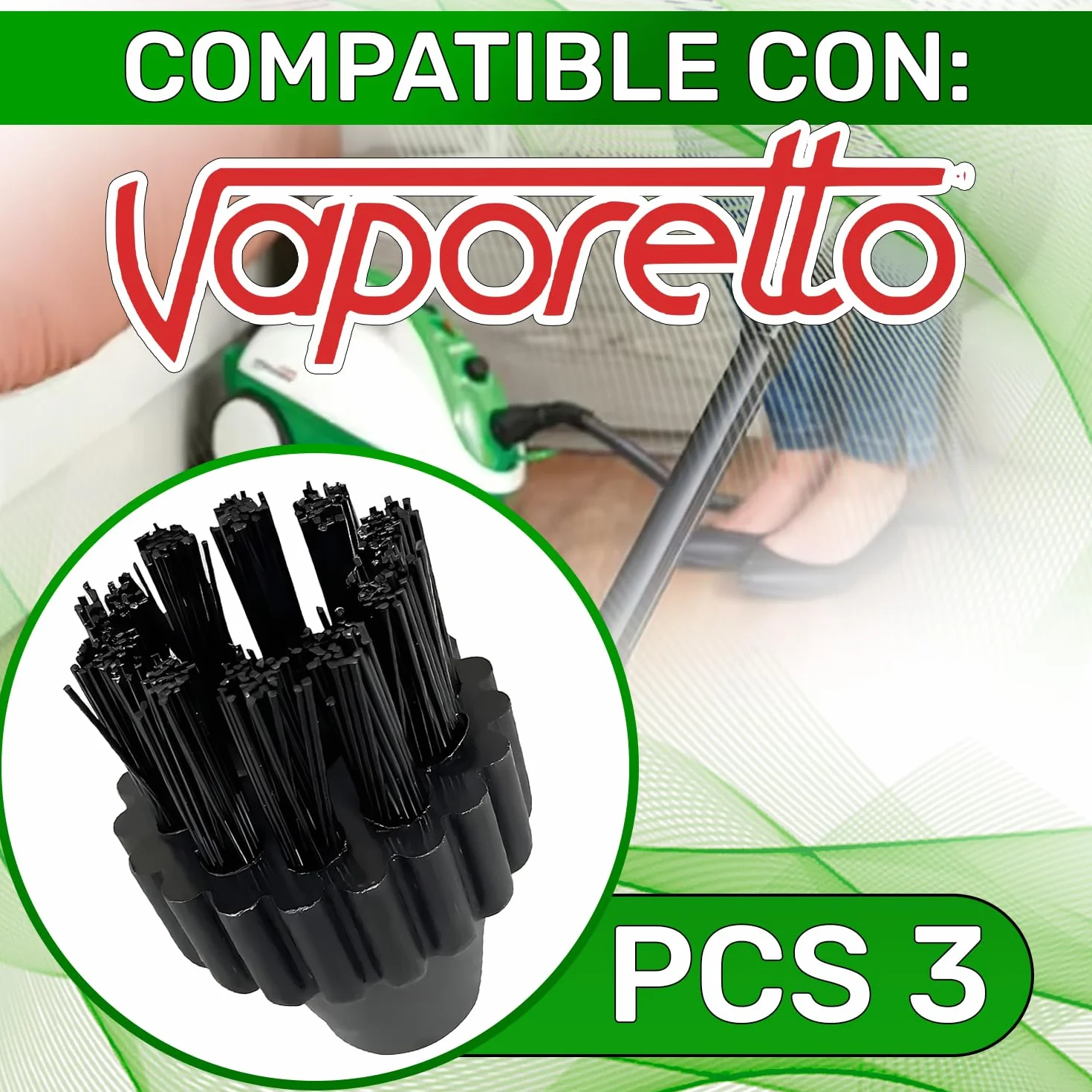 3 Piezas Redondo Cepillo Limpiador para Polti Vaporetto Vaporeta Limpieza Hogar - Garantía de 5 Años - ONIX TECH