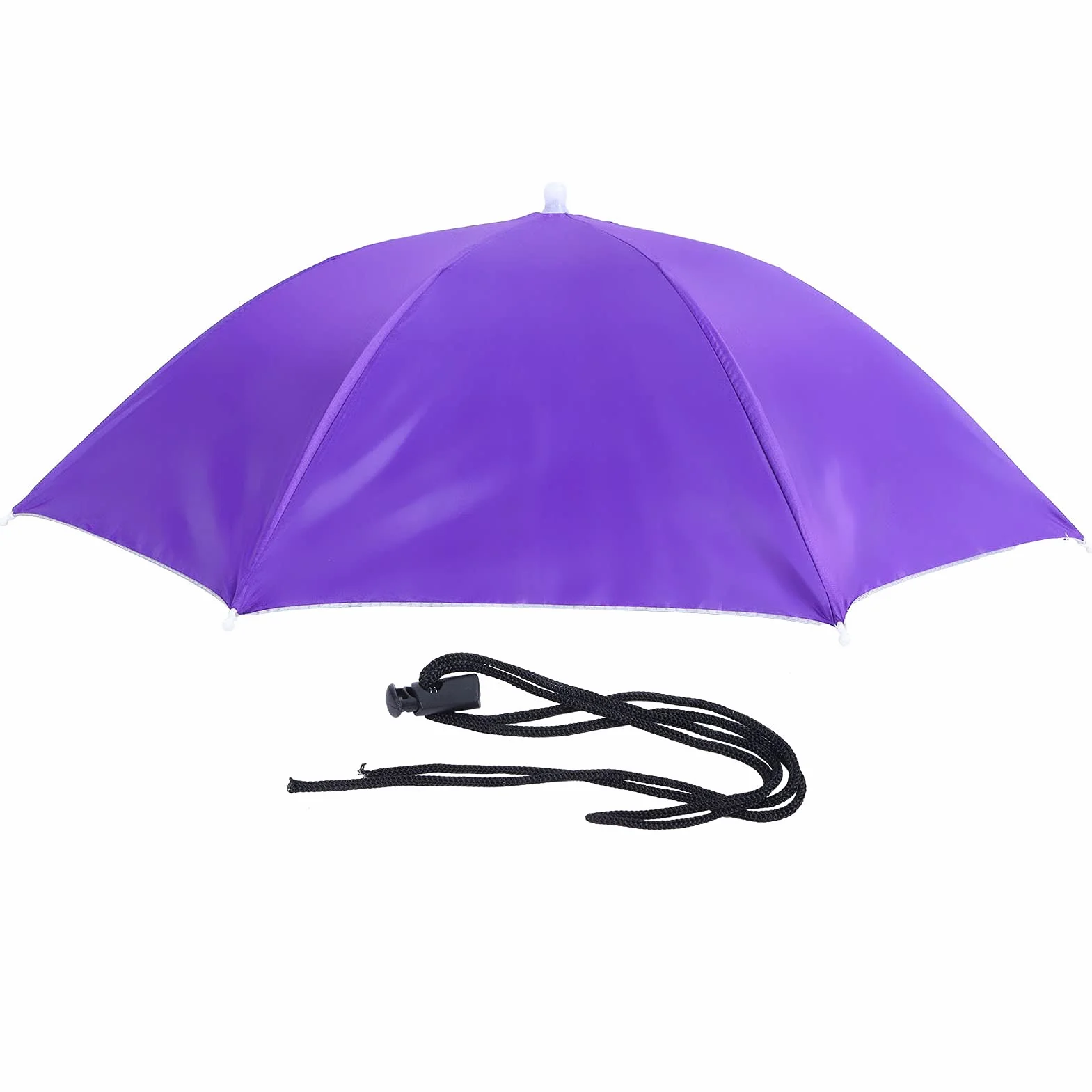 Buachois Paraguas de Pesca a Prueba de Viento con Protección Solar, Gorro de Paraguas Manos Libres Plegable para Senderismo (Púrpura)
