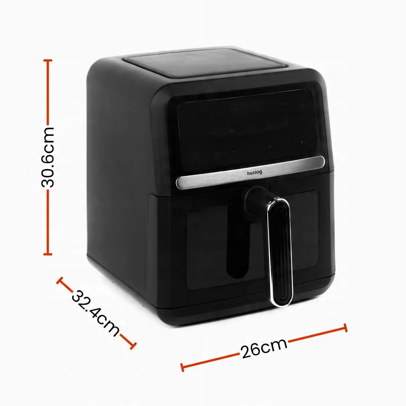 Freidora de Aire 5L 1500W, Air Fryer sin Aceite con 10 Programas Automáticos, 40–200°C, Pantalla LED Táctil, Cesta y Rejilla, Ventana de Visualización, Fácil Limpieza, Compacta, Negro
