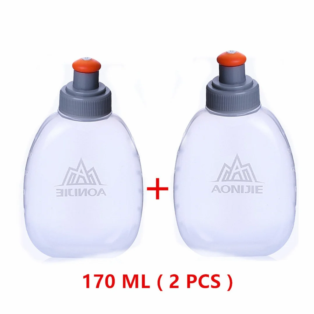 AONIJIE Cinturón de hidratación Ajustable Negro + 2 Botellas 170ML