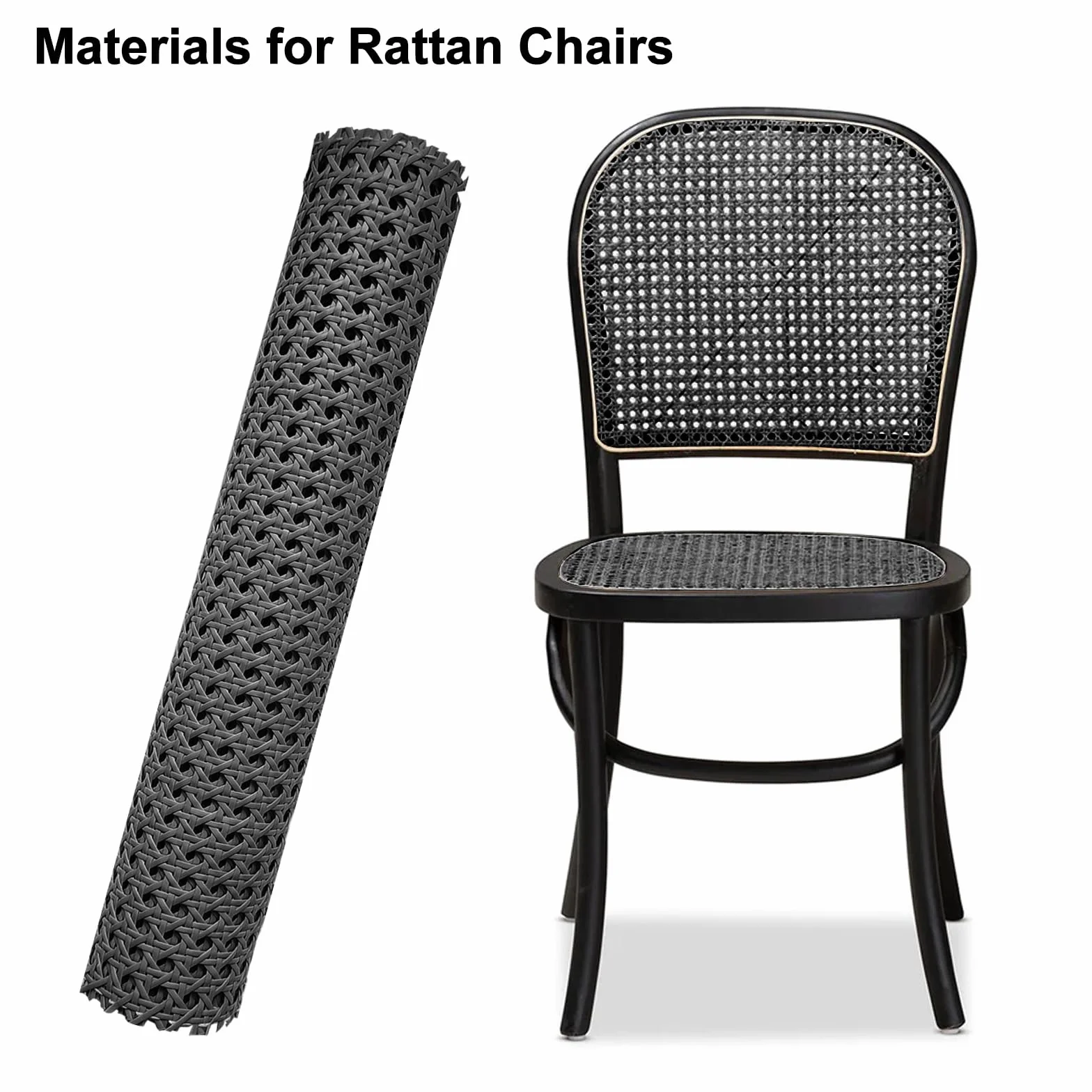 ALLINKIT Rollo de ratán negro 16 pulgadas x 3.3 pies plástico para muebles