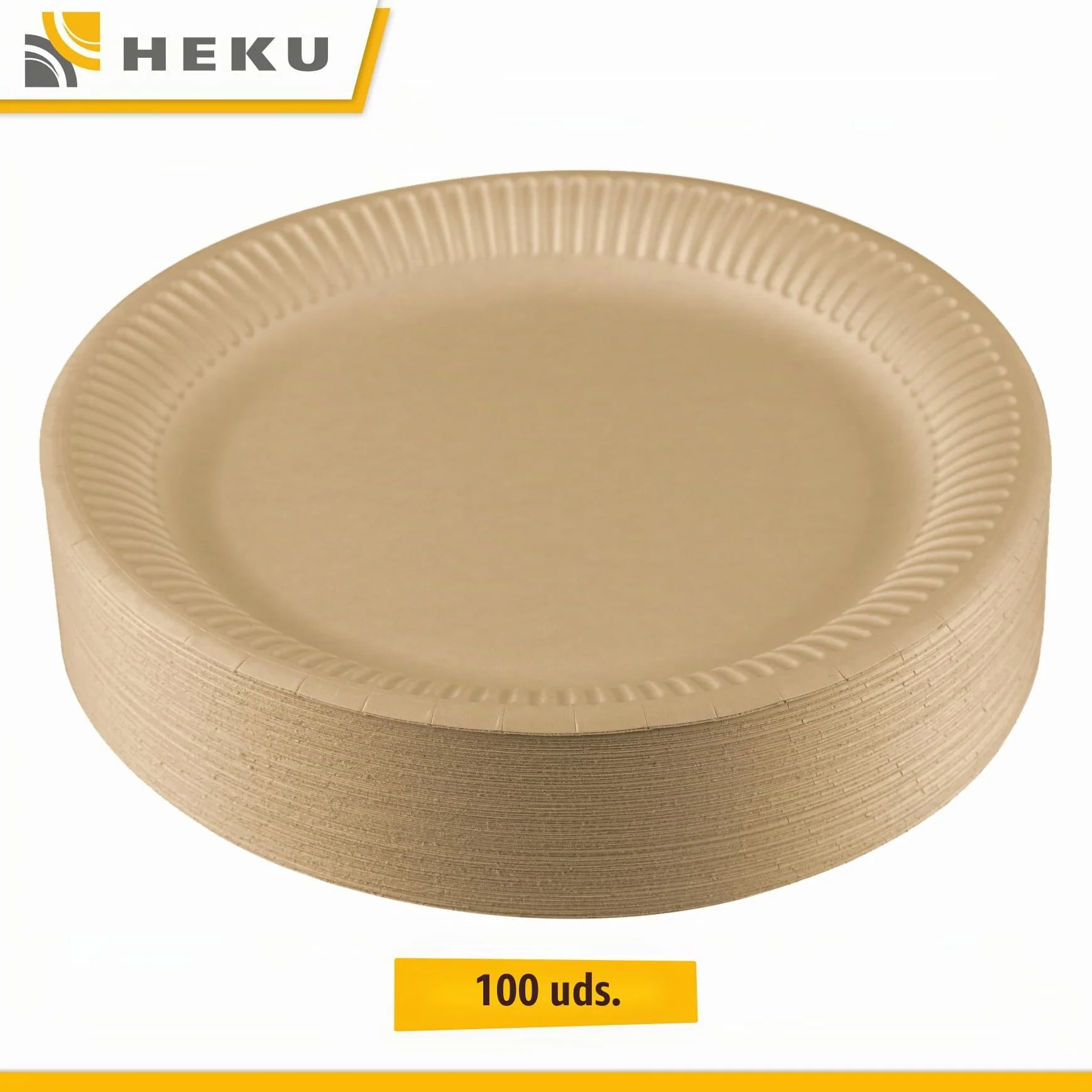 HEKU Be Green - Pack de 5 paquetes de 20 platos de papel orgánico (23 cm de diámetro)