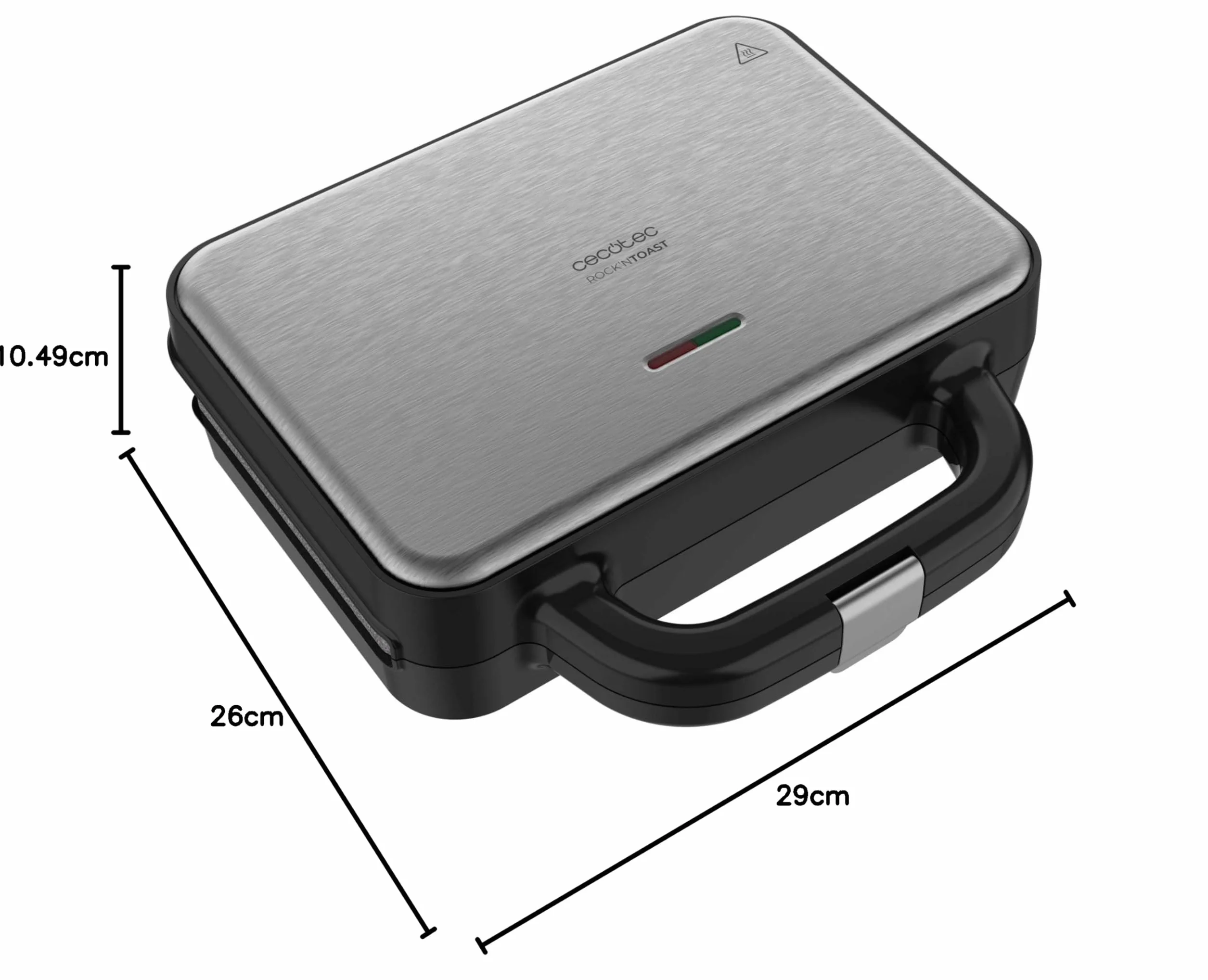 Cecotec Sandwichera Rock'nToast Deep Classic, 1000 W, Mayor amplitud, Placa triangulares, Tostado uniforme, Revestimiento RockStone, Capacidad 2 Sándwiches, Libre de PFOA