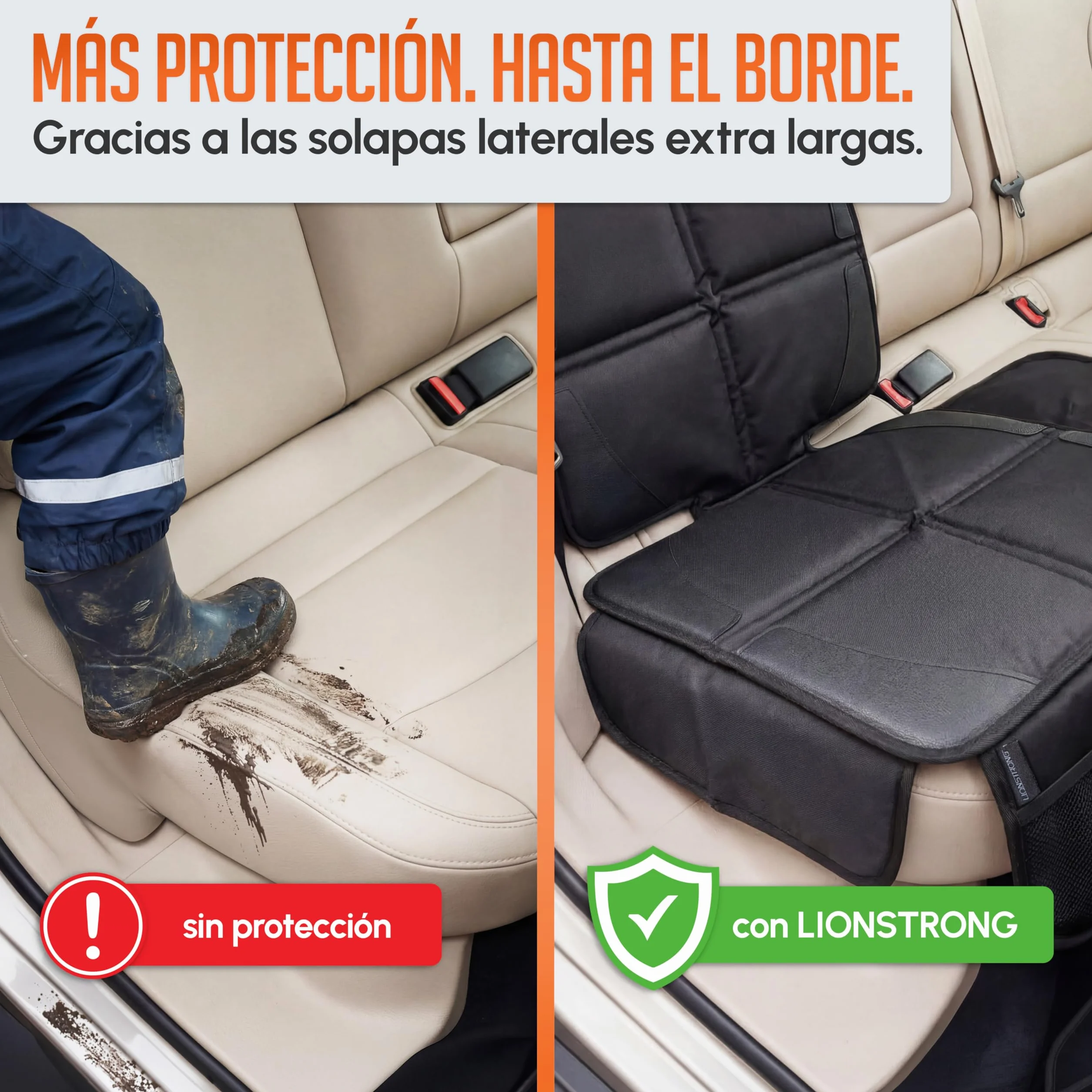 LIONSTRONG - Protector seguro para asiento infantil - Protege tu coche - Fundas para sillas de coche - ISOFIX (negro)