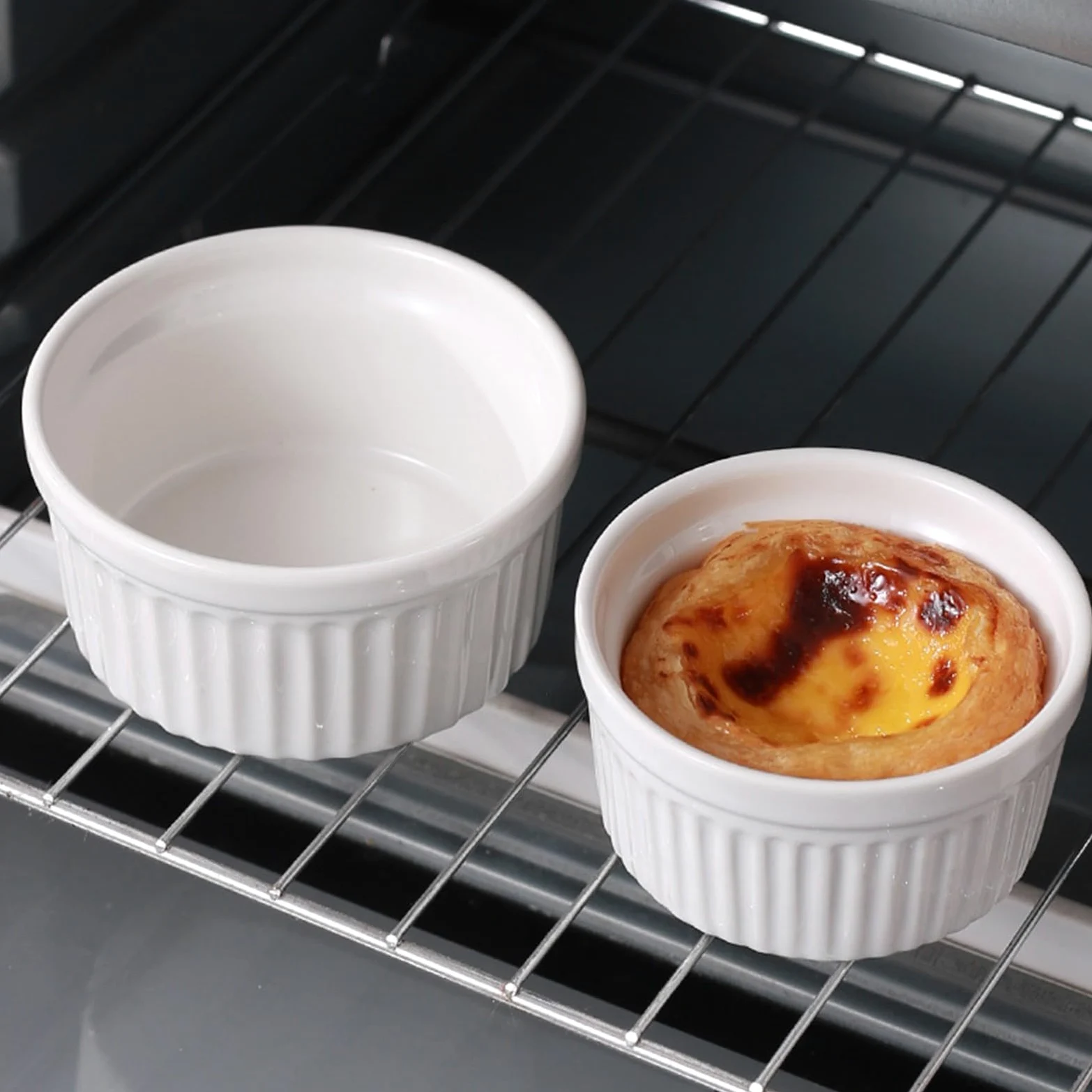 4 moldes de cerámica for ramequines, aptos for horno, for crème brûlée, pudín, natillas, soufflé, ramequines, salsas for mojar, pequeños de cerámica(12 oz)