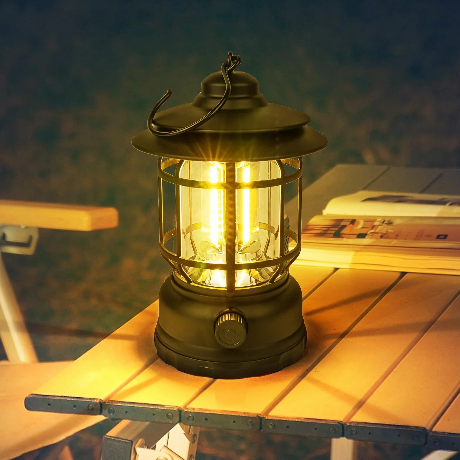 Flintronic Lámpara Camping Retro Recargable USB LED, Brillo Atenuable, Linterna para Pesca Excursión Jardín